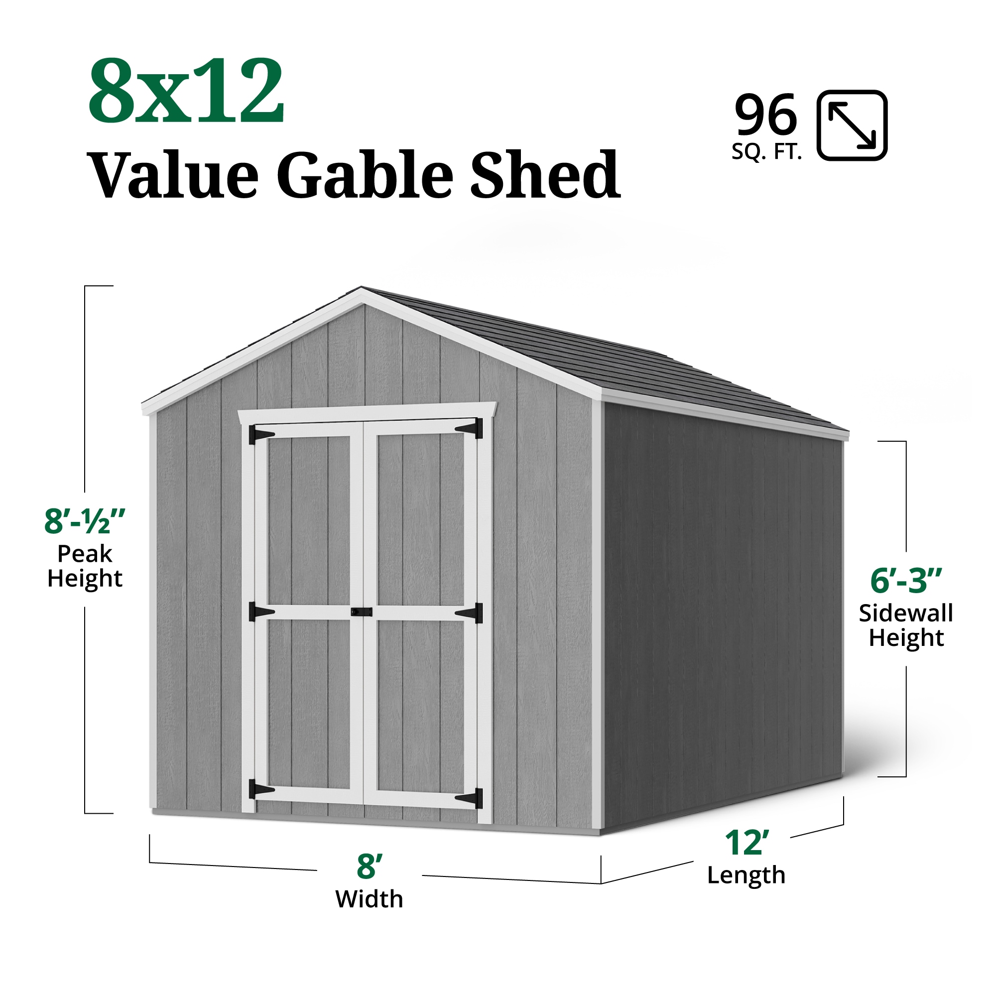 Little Cottage Co 8X12 VGS-PC Wood-Storage-Buildings - View #3