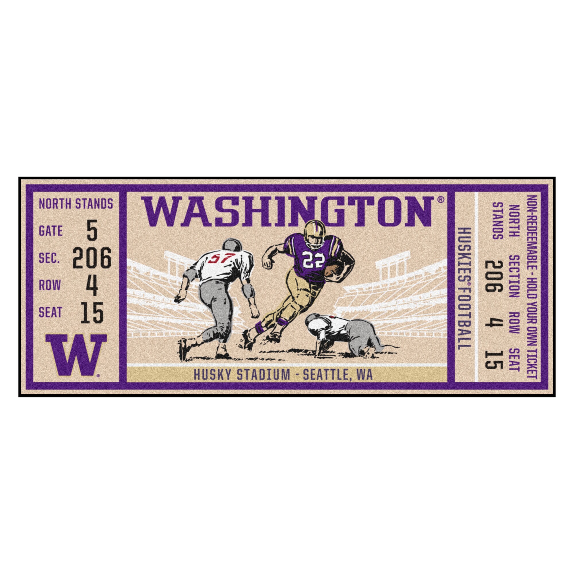 FANMATS 23152 NCAA Ticket Runner 2 X 6 (ft) Red Indoor Spot Clean Only Runner Rug