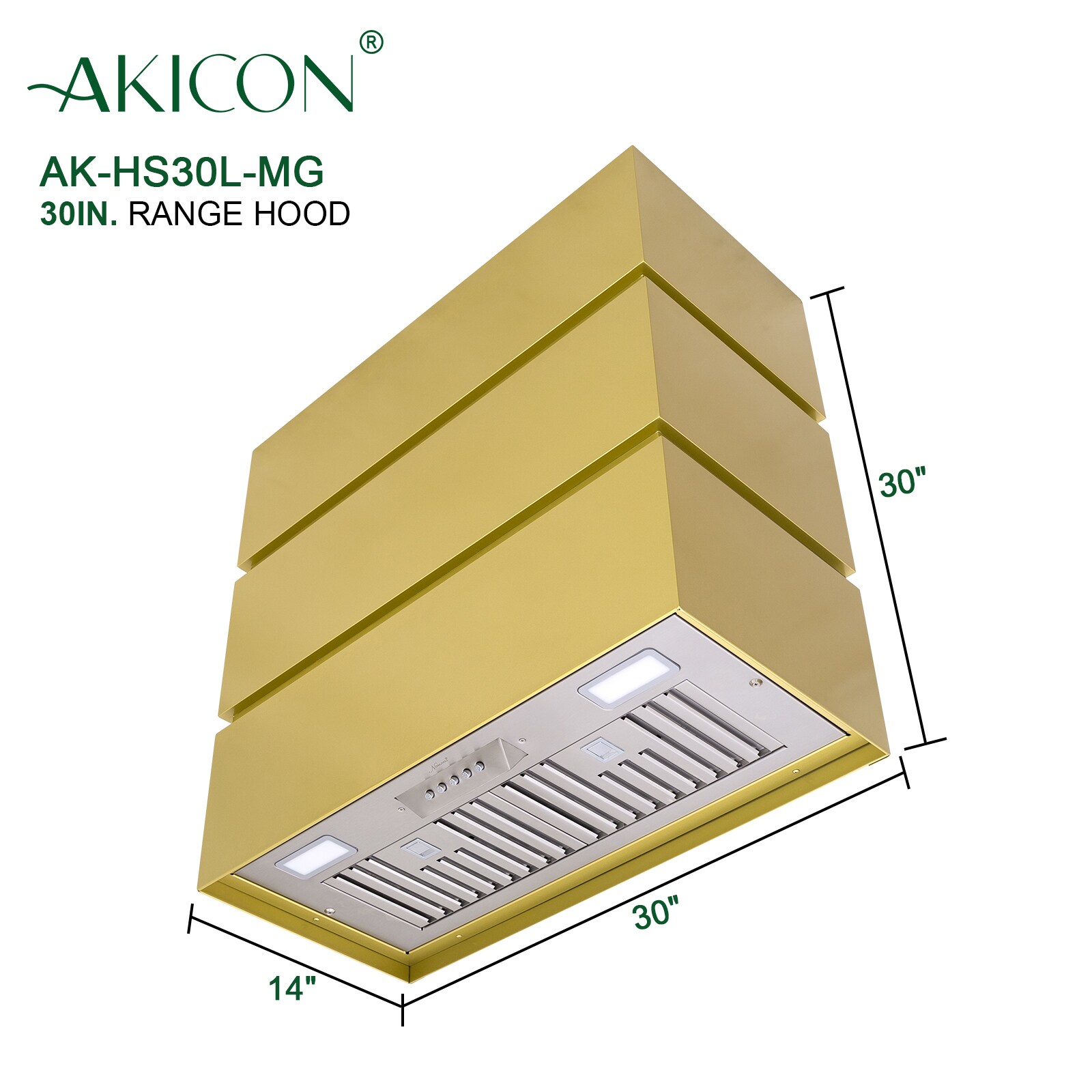 Akicon 30-in Ducted 600-CFM Matte Gold Wall-Mounted Range