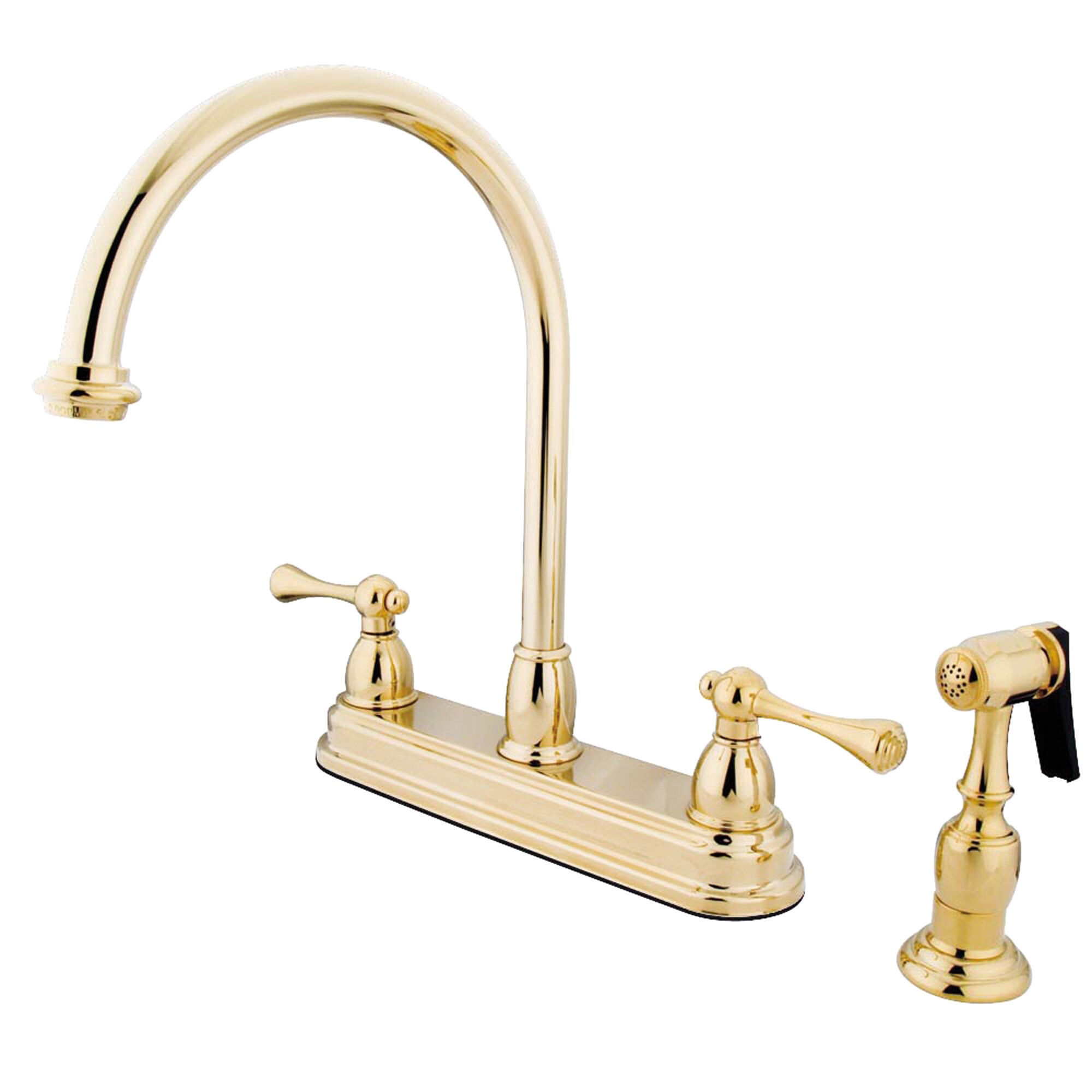 Elements of Design St. Louis Oil-Rubbed Bronze 2-Handle Deck-Mount High-Arc Handle Kitchen Faucet (Deck Plate Included)
