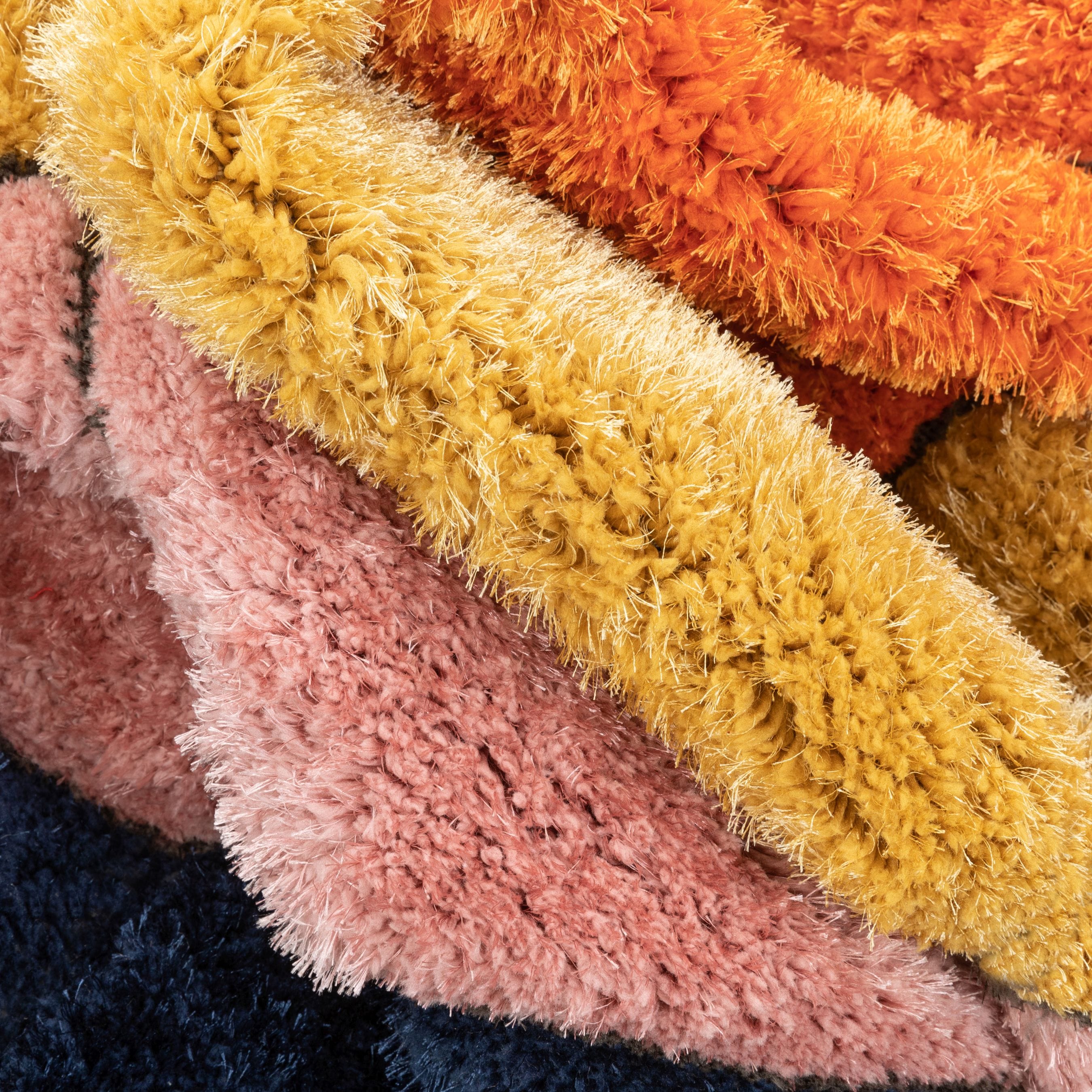 Multicolor Geometric Shag Rug with 3D Texture, 3'11" x 5'3"