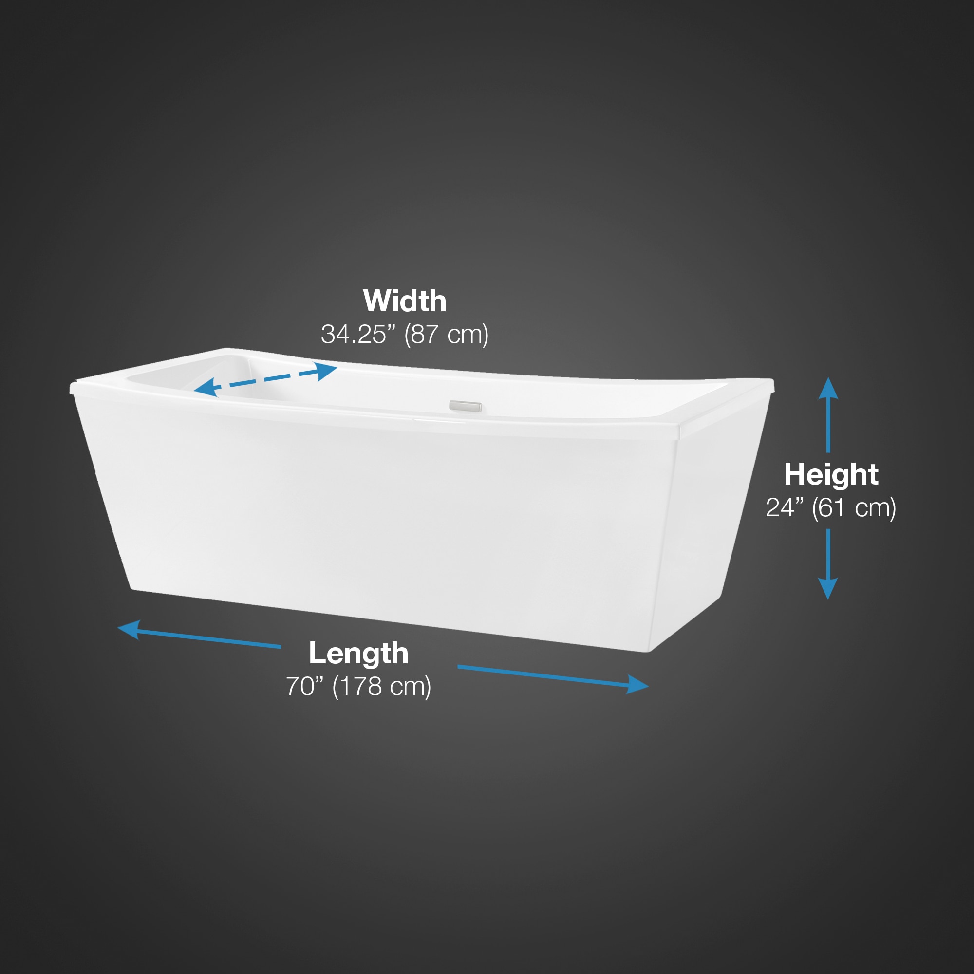 Studio® S 68 x 34-Inch Freestanding Bathtub Center Drain With Integrated  Overflow