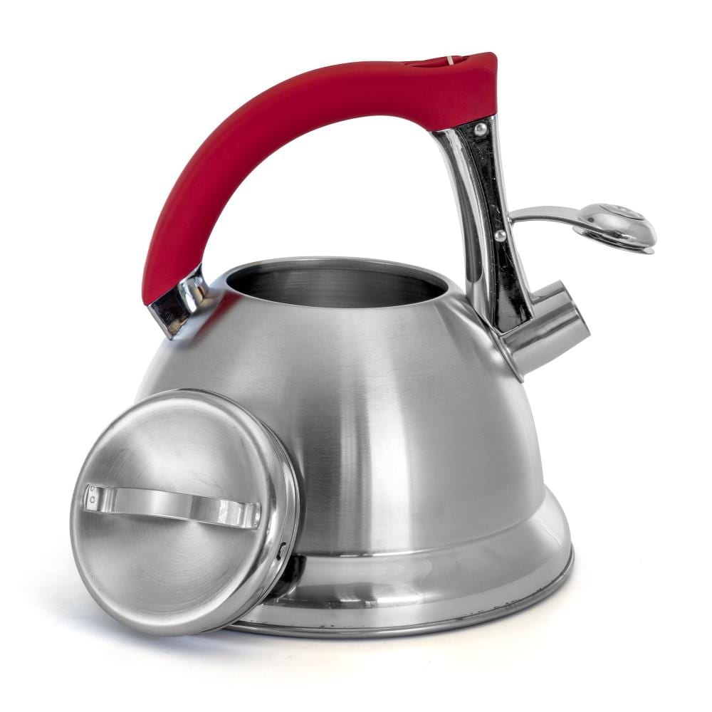 Mr. Coffee Claredale 1.7 Qt Whistling Stainless Steel Tea Kettle in Red 