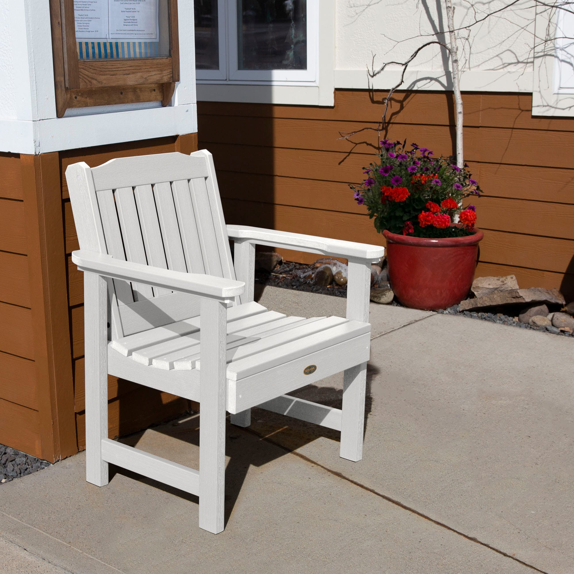 highwood CM-CHGSQ01-WHE Sequoia Professional White Poly-lumber Frame Stationary Conversation Chair with Slat Seat