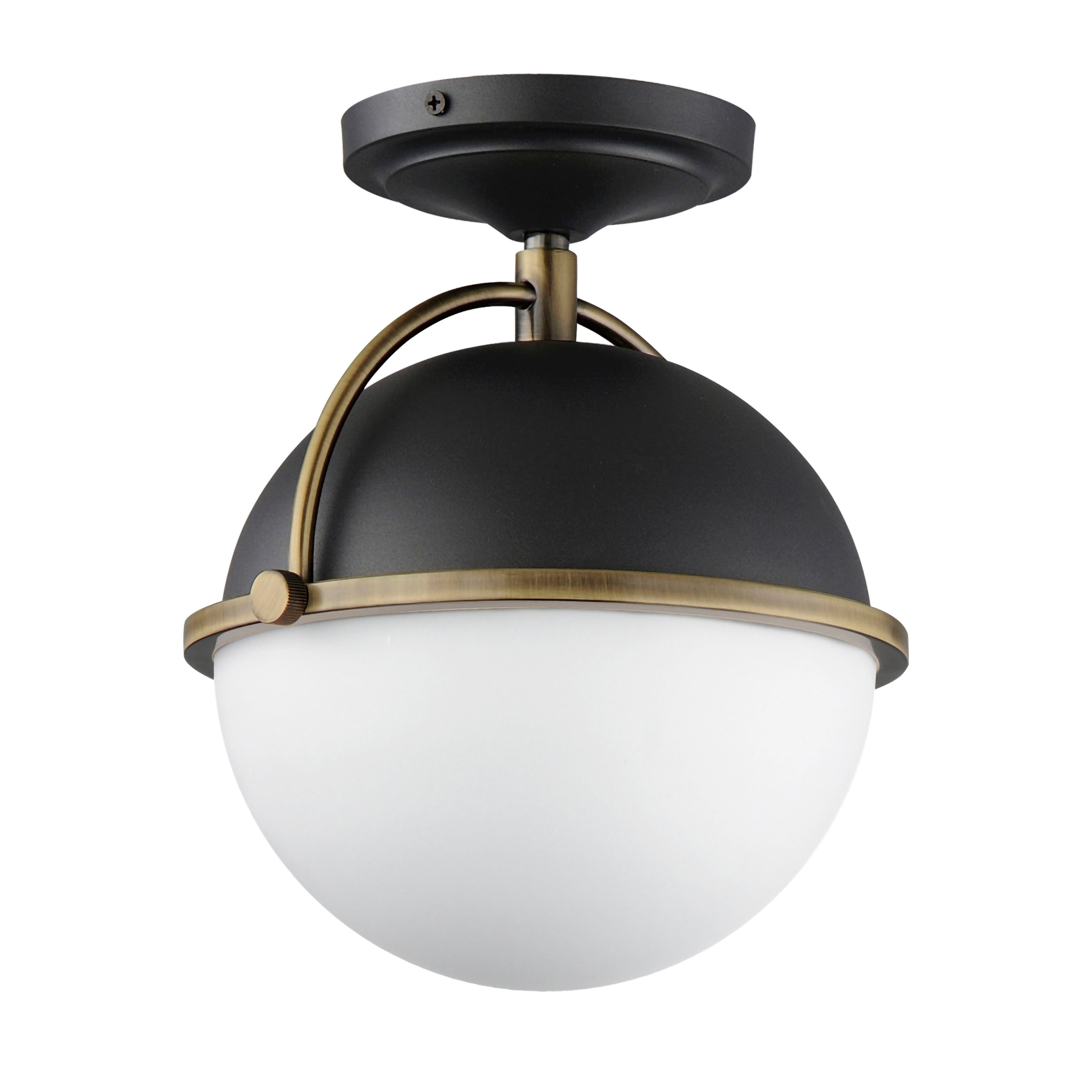Maxim Lighting 12410SWBKWBR Duke 1 -Light 9.5-in Multiple finishes Multiple colors/finishes Semi Flush Mount Light