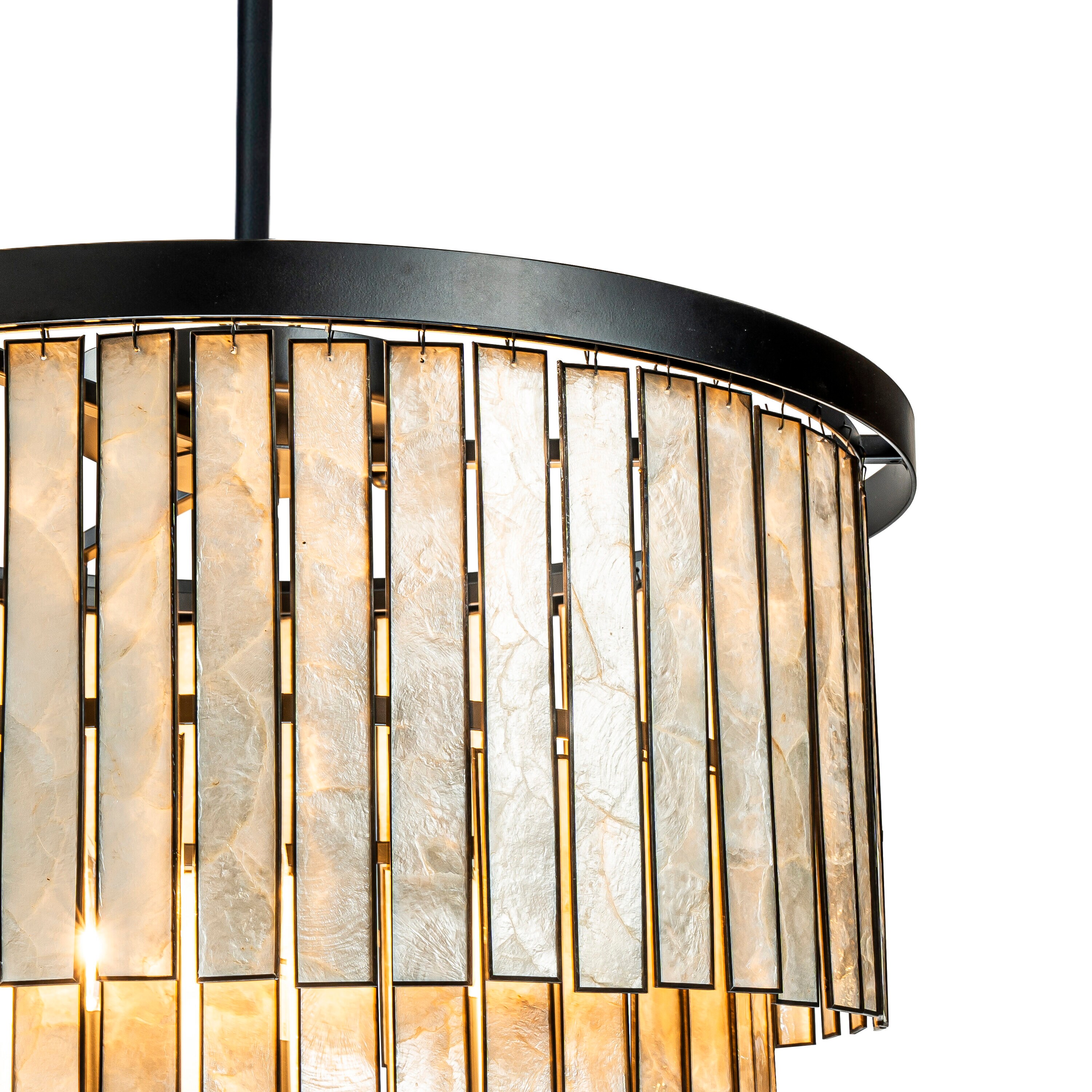 88'' Matte Black Capiz Shell 5-Light Coastal Chandelier