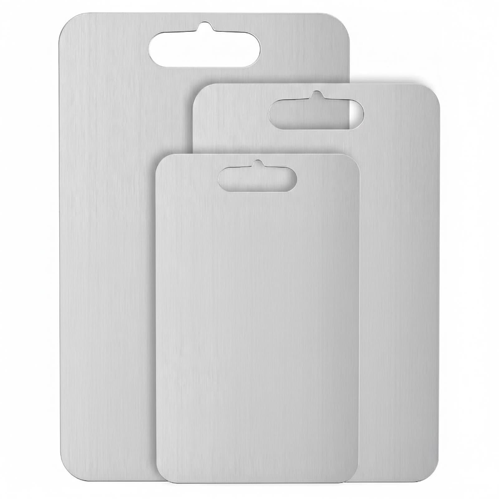 Etokfoks  Titanium Cutting Board Set of 3 Double Sided Non Toxic Boards 16x10 in 13.1x8.1 in 10.5x6.3 in Dishwasher Safe Durable