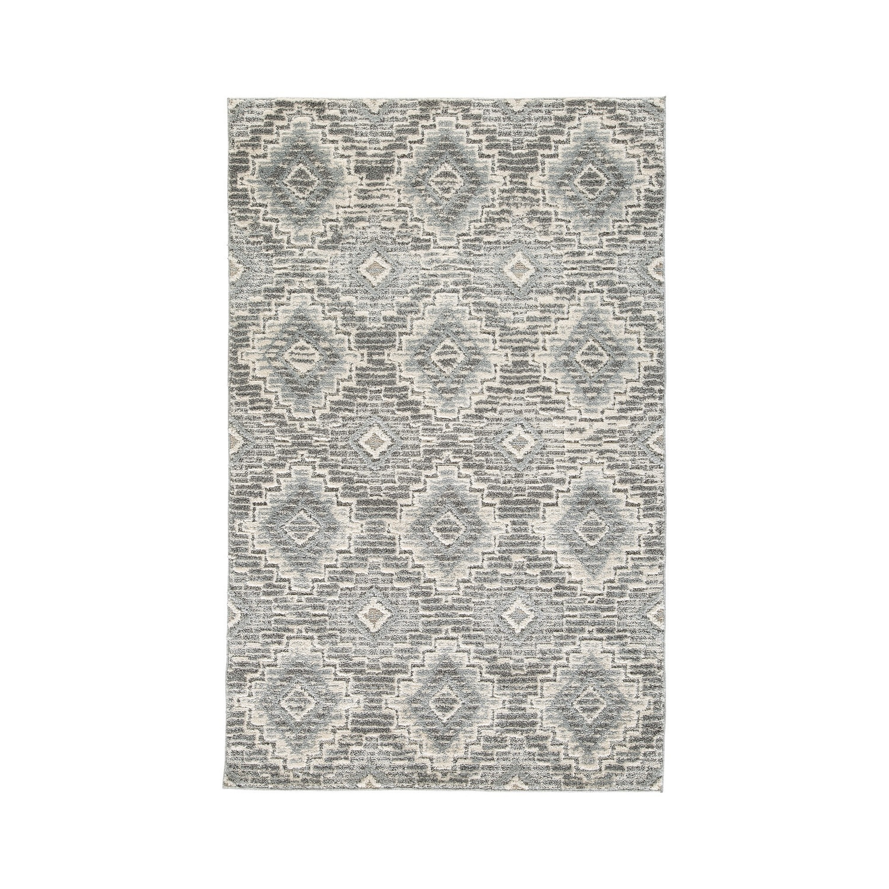 Benzara BM280199 Tufted Microfiber Gray and Cream Rectangular Indoor/Outdoor Area rug