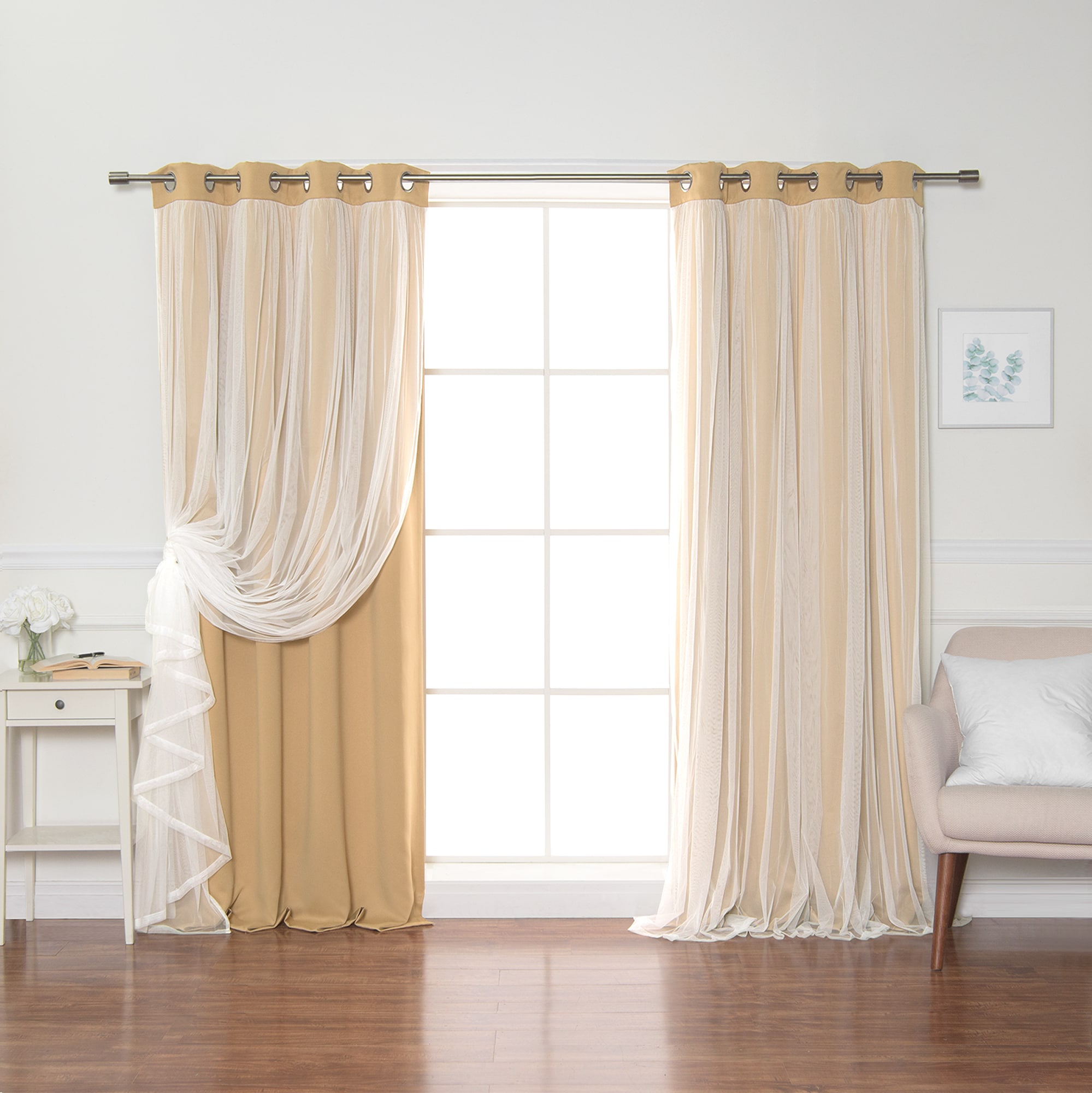 Best Home Fashion GR-MARRYME-108-WHEAT 108-Inches Wheat Blackout Grommet Curtain panel pair