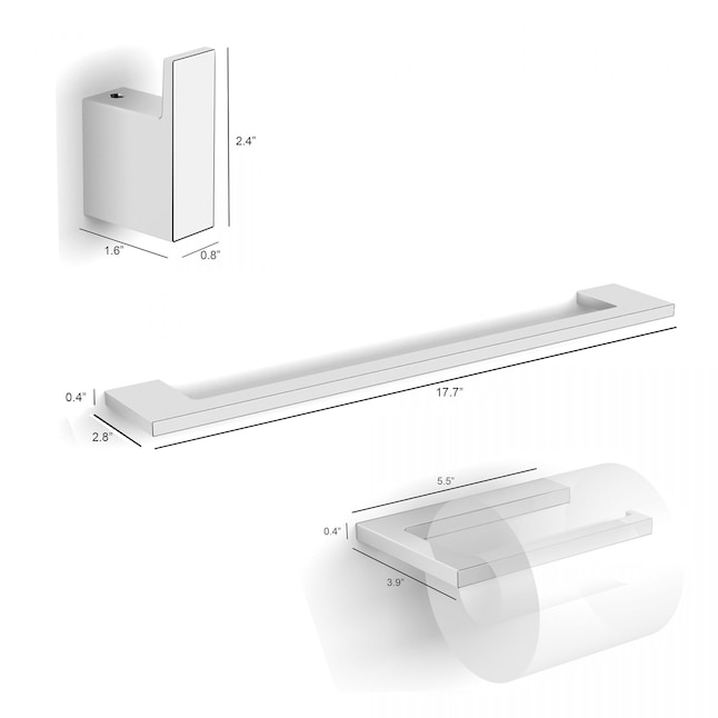 WS Bath Collections 3-Piece Luna Polished Chrome Decorative Bathroom Hardware Set WS Bath Collections 3-Piece Luna Polished Chrome Decorative Bathroom Hardware Set