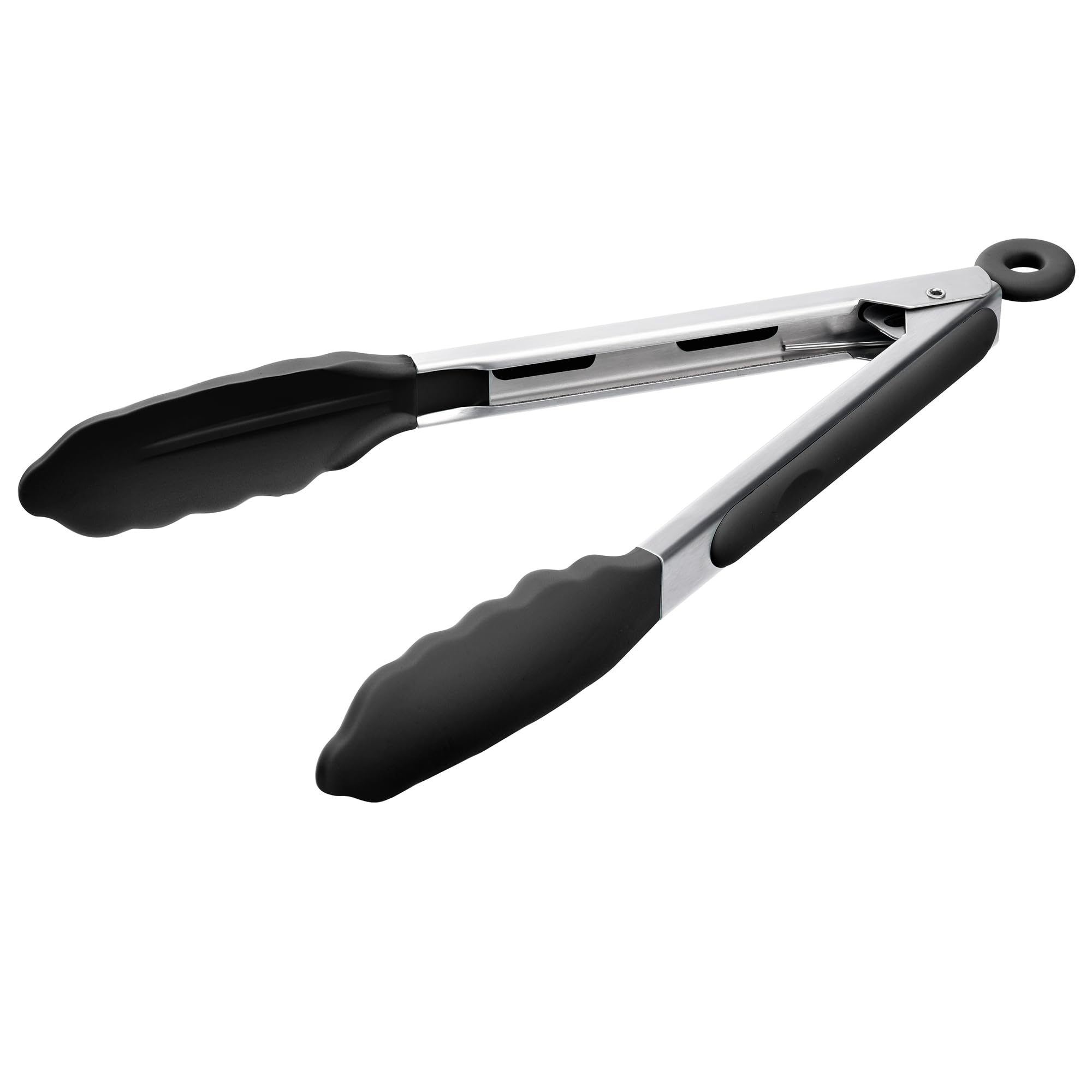 Vrbgify  Kitchen Tongs Heat Resistant Silicone Tips Heavy Duty Stainless Steel Locking Cooking Serving Grilling 9in Black