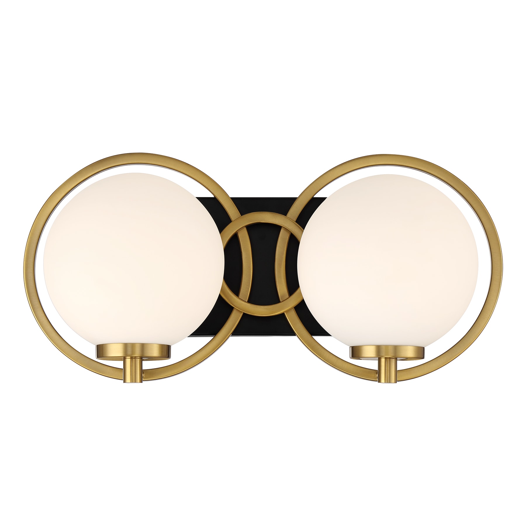 Savoy House 8-6180-2-143 Alhambra 2-Light Bathroom Light in Matte Black Warm Brass 16-in 2 -Light Multiple finishes Brass Modern/contemporary Vanity light