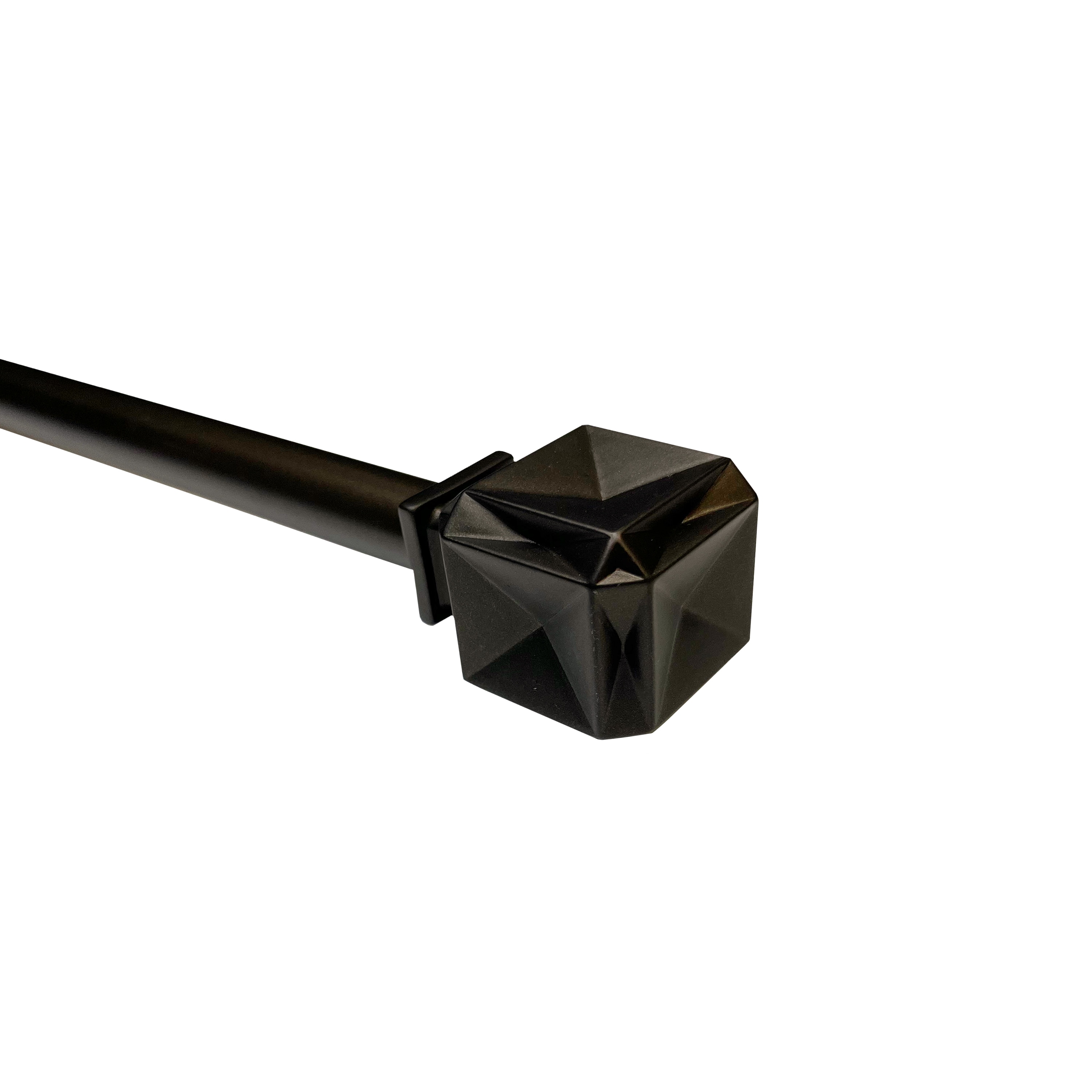 Matte Bronze Adjustable Curtain Rod with Square Finials