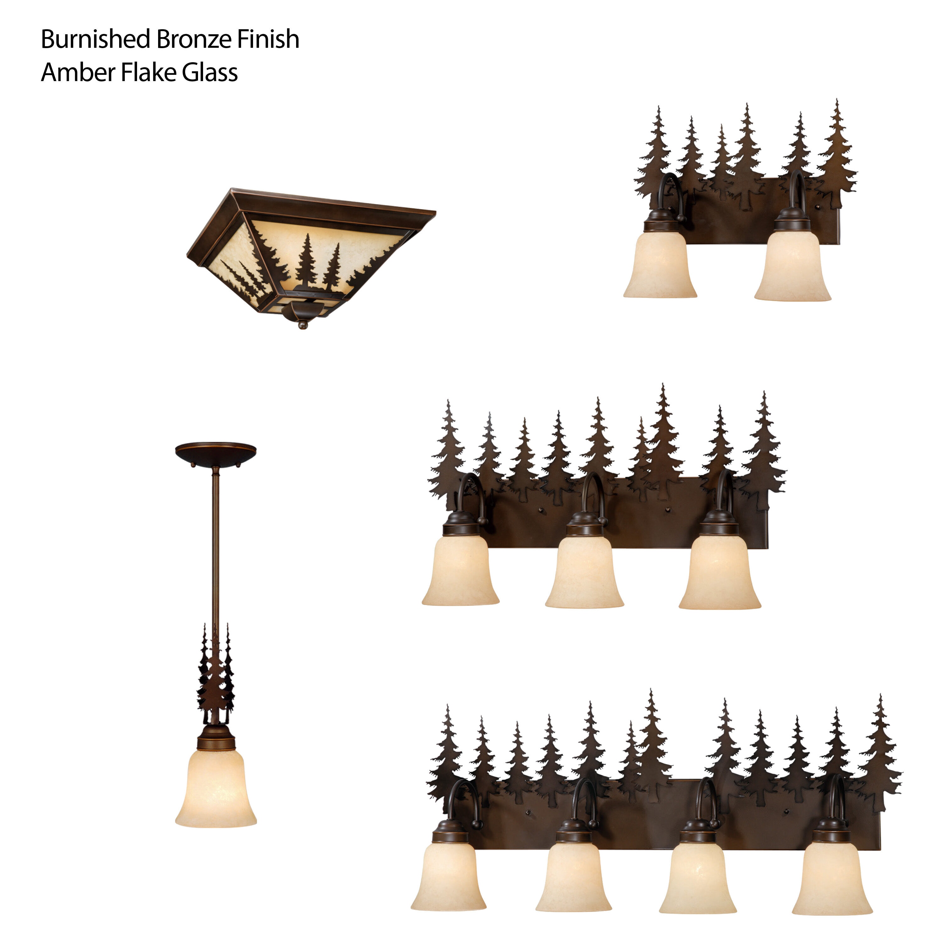 Yosemite Burnished Bronze Rustic Tree Flush Mount Light