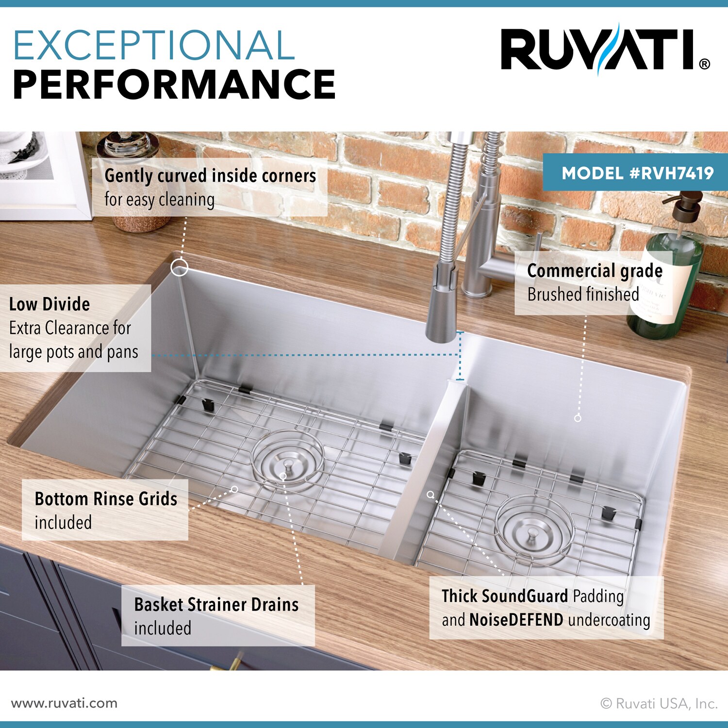 Ruvati RVH7419 Kitchen-Sinks - View #7