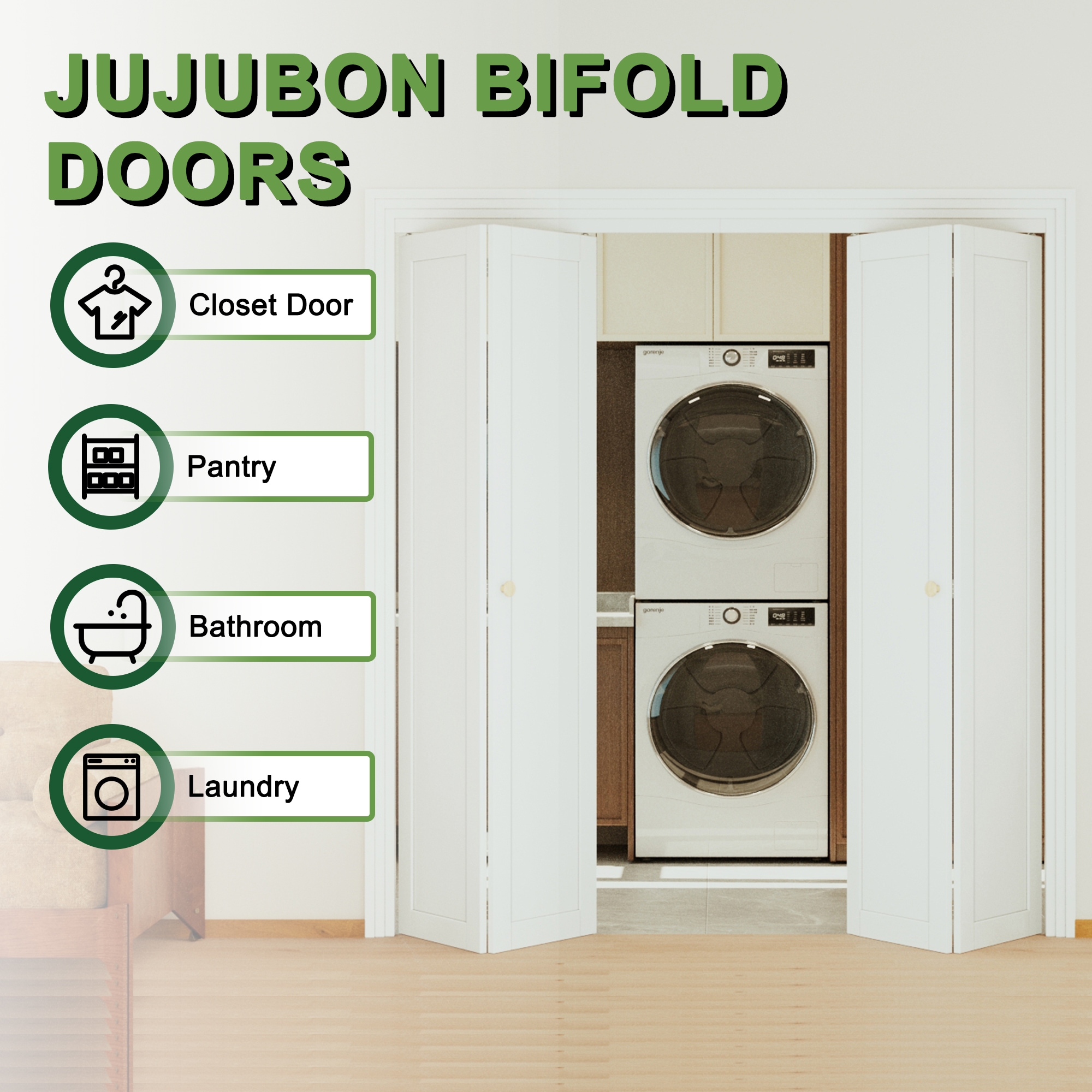 JUJUBON IN-BIWT-BF-XB-3L-60 Bifold-Sliding-Closet-Doors - View #8