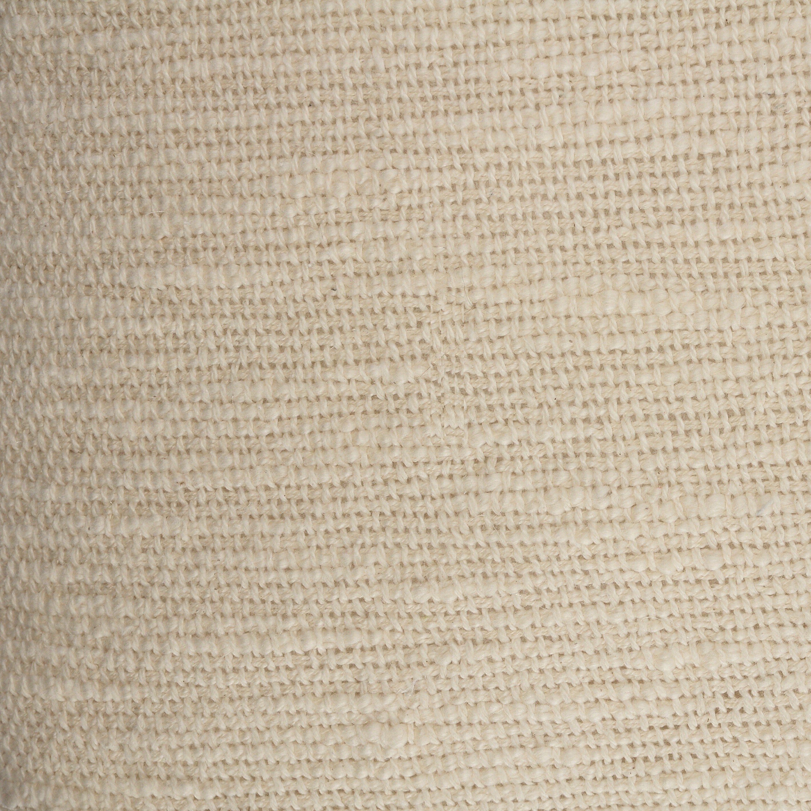 Off-White Cotton 20" Square Fringed Throw Pillow