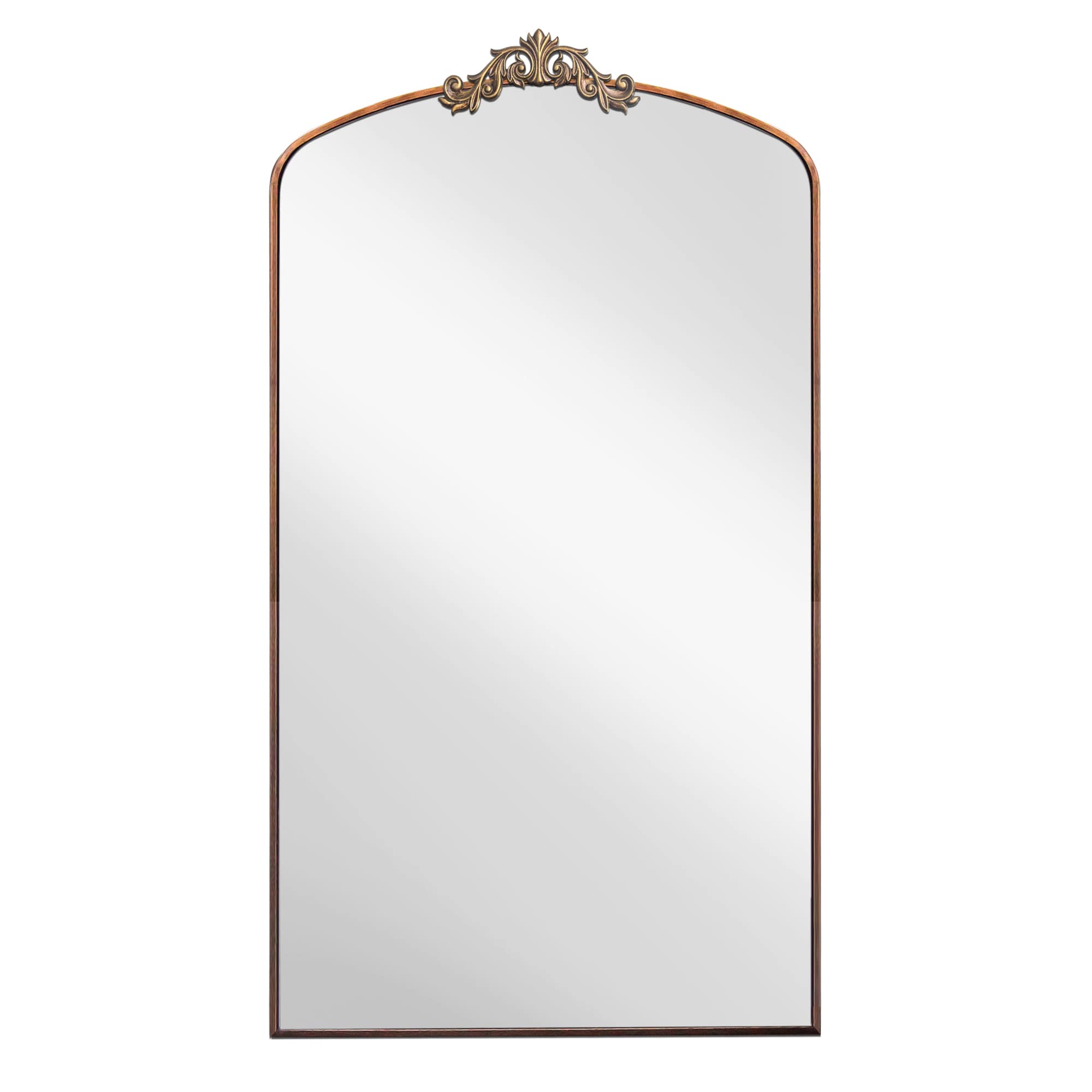 Bybafun YD5200030 36-in W x 66.5-in H Arch Antique Bronze Framed Floor Mirror