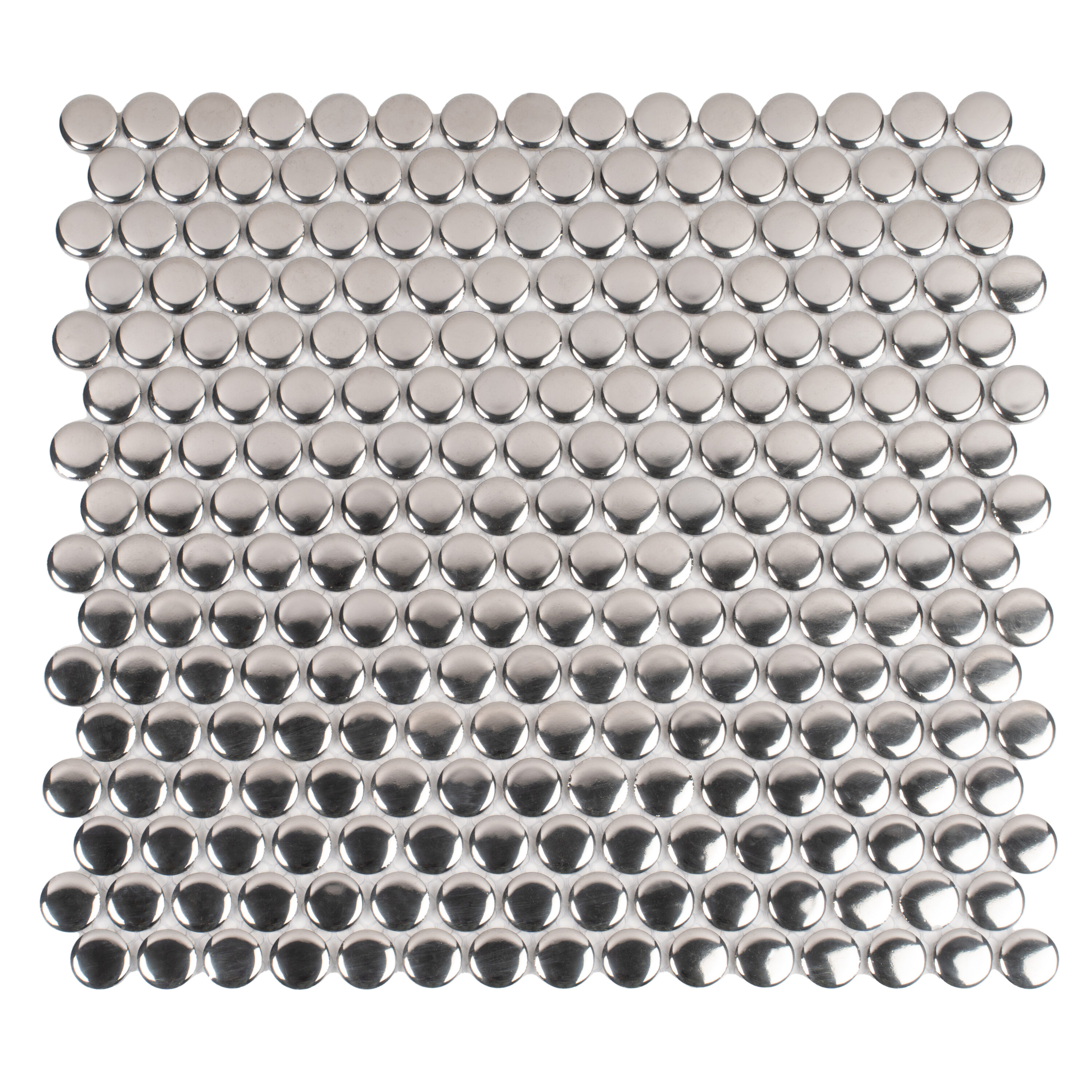 Apollo Tile ORB8804BKGA Cirkel Metallic Silver 12-in x 12-in Glossy Porcelain Patterned Penny Mosaic Floor and Wall Tile (9.87-sq. ft/ Carton)