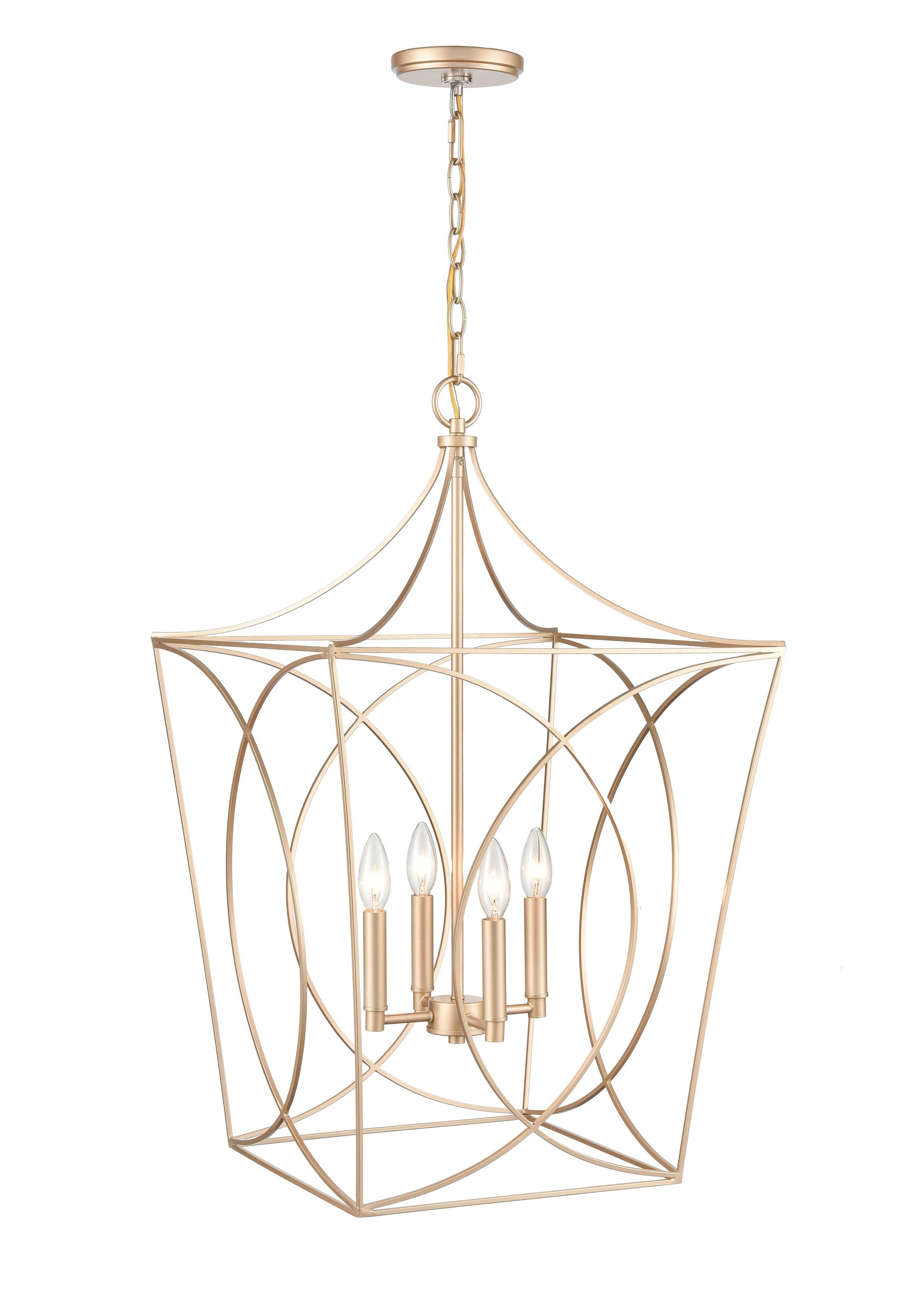 Modern Gold 4-Light Geometric Pendant Light