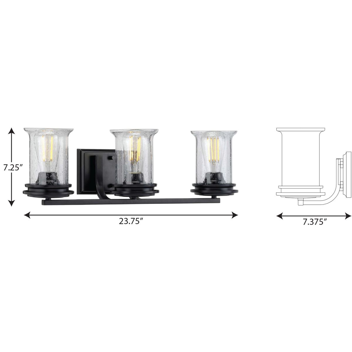 Progress Lighting Winslett 23.75-in 3-Light Matte Black Coastal Vanity ...