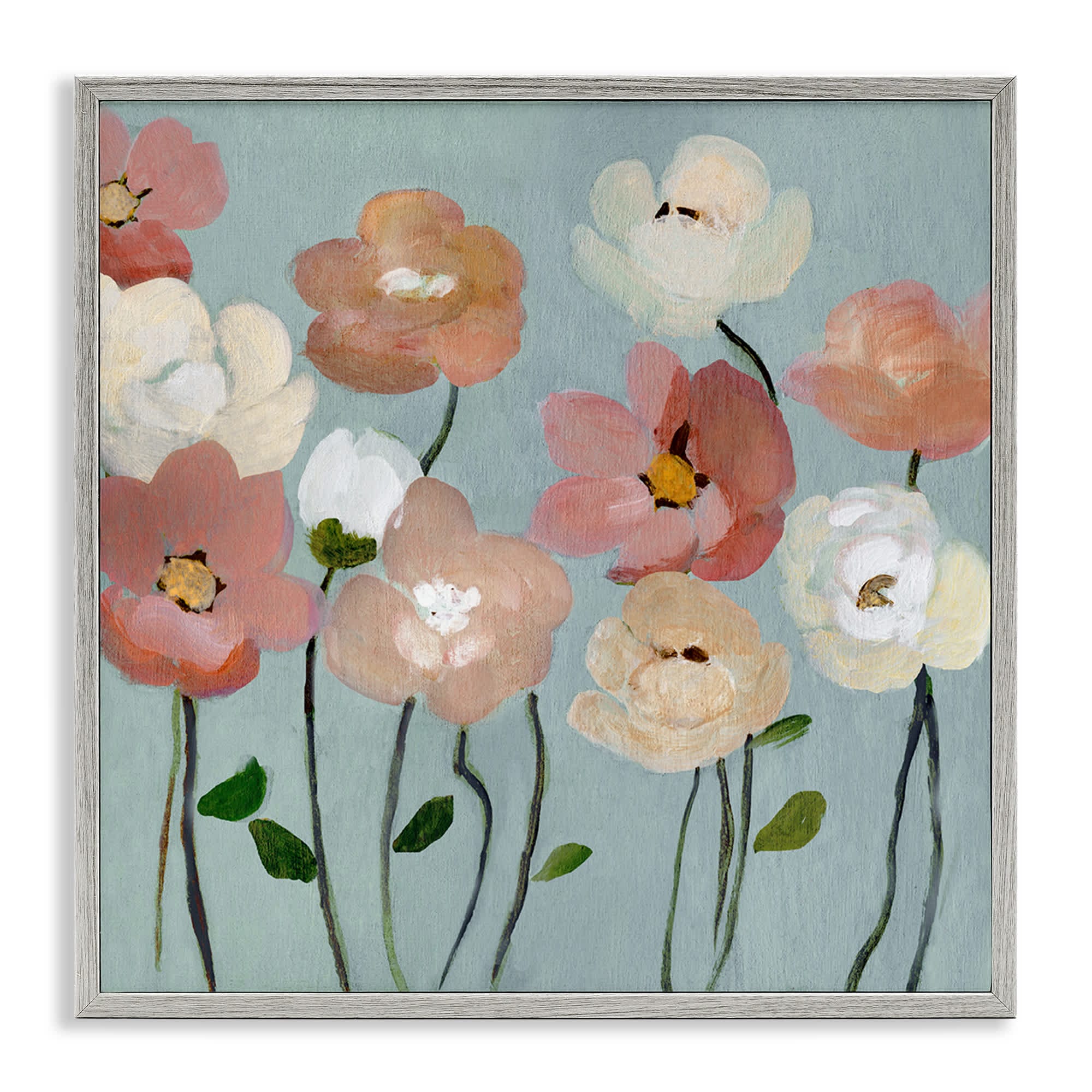 Stupell Industries  Soft Mixed Blossoms Gray Framed Giclee Art By Charity Henderson 12 x 12