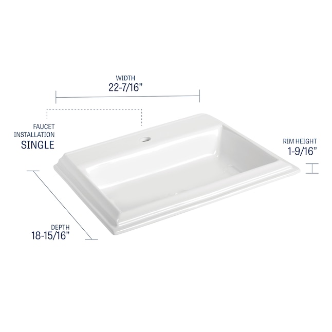 Mansfield Brentwood White Drop-In Rectangular Traditional Bathroom Sink ...