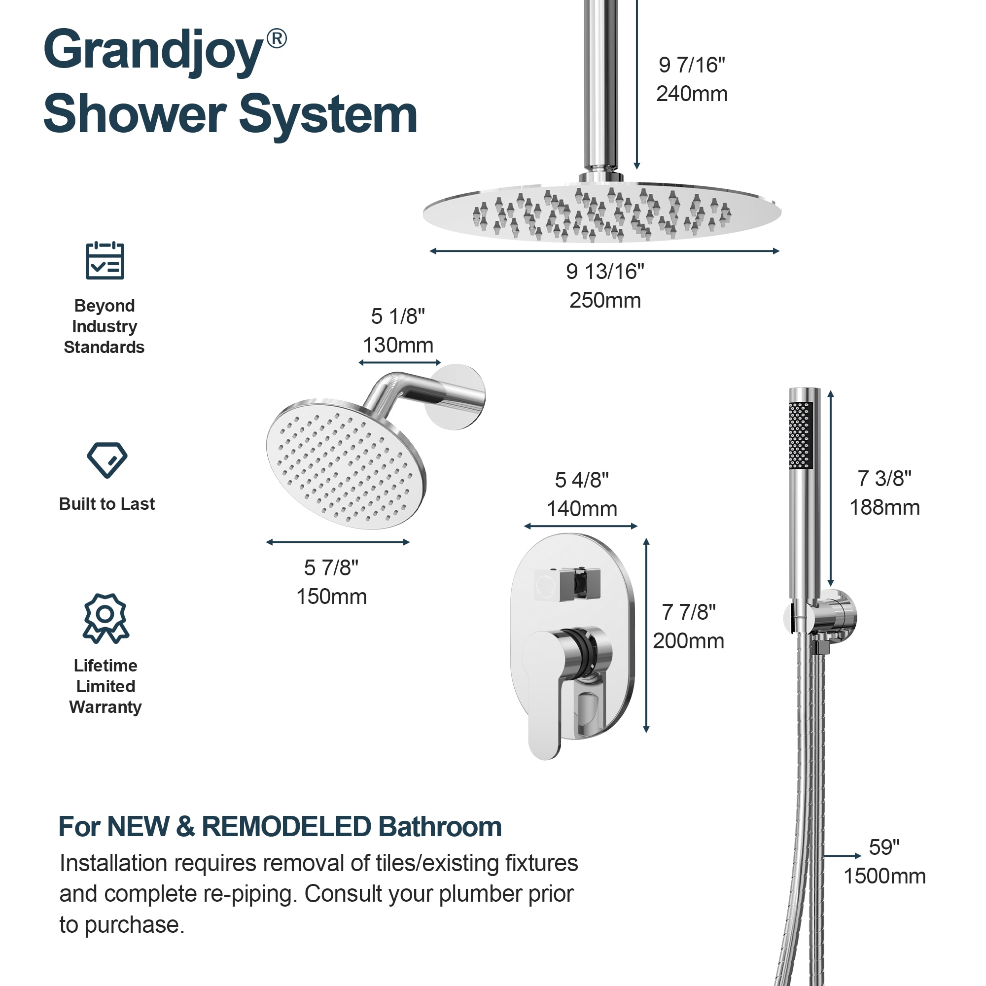 GRANDJOY FL23668-OR Tub-Shower-Faucets - View #11