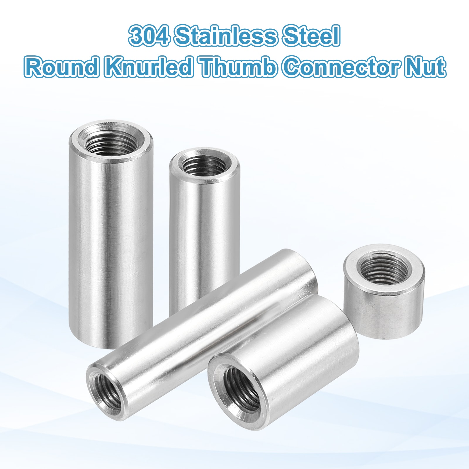 PATIKIL M10x1mm Pitch 304 Stainless Steel Round Coupling Nuts 2 pcs ...