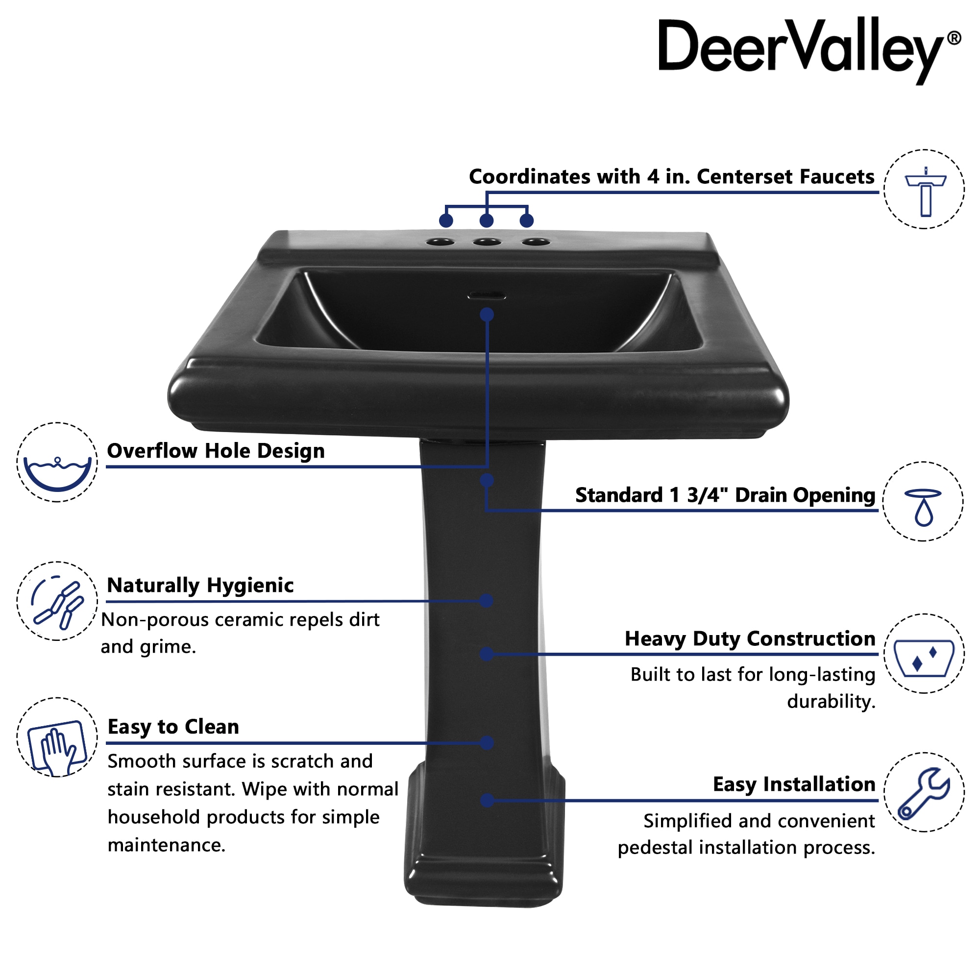 DeerValley DV-1P521B Complete-Pedestal-Lavatories - View #3