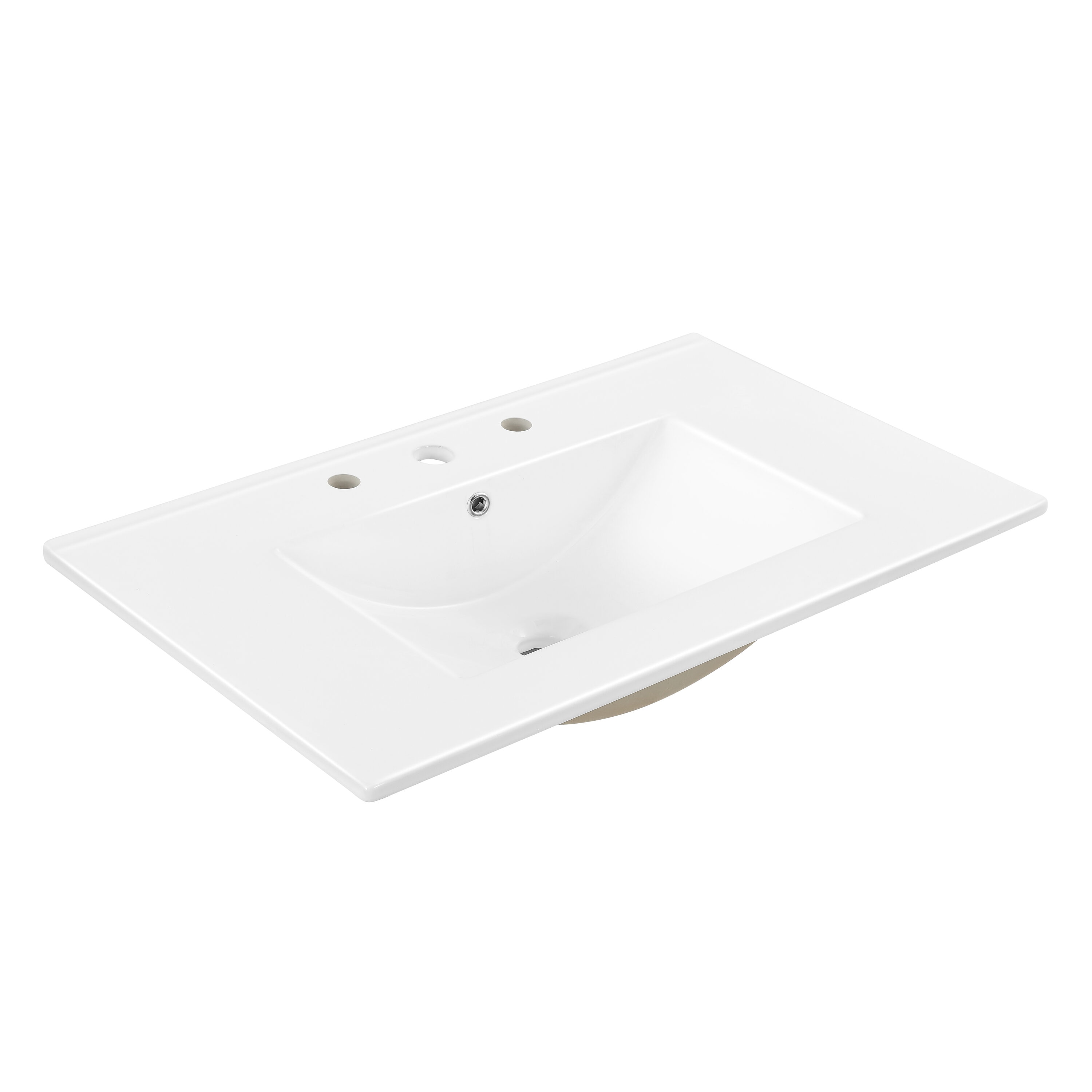 JONATHAN  Y SNK1002A Ancillary Sink Basin Vanity Top 30-Inches x 18.25-Inches White Ceramic Drop-in Single sink 3-Hole Bathroom Vanity Top