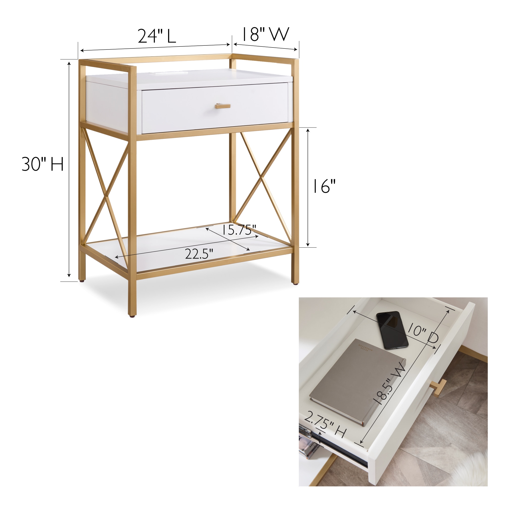 Leick Home 9069-WT nightstands - View #2