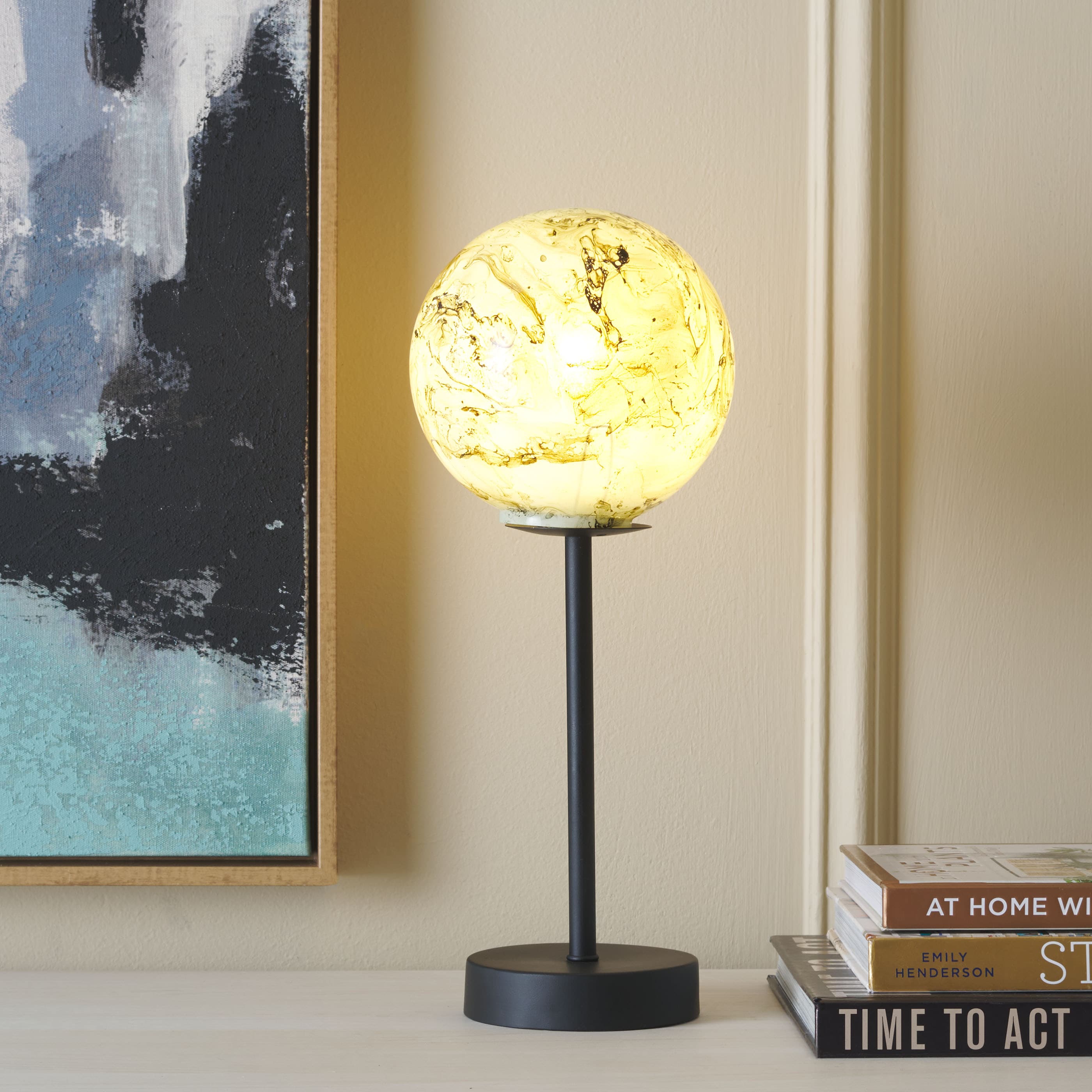 Safavieh TBL3012A Table Lamps 15.5-in Black LED Incandescent On/Off switch Table Lamp with Metal Shade