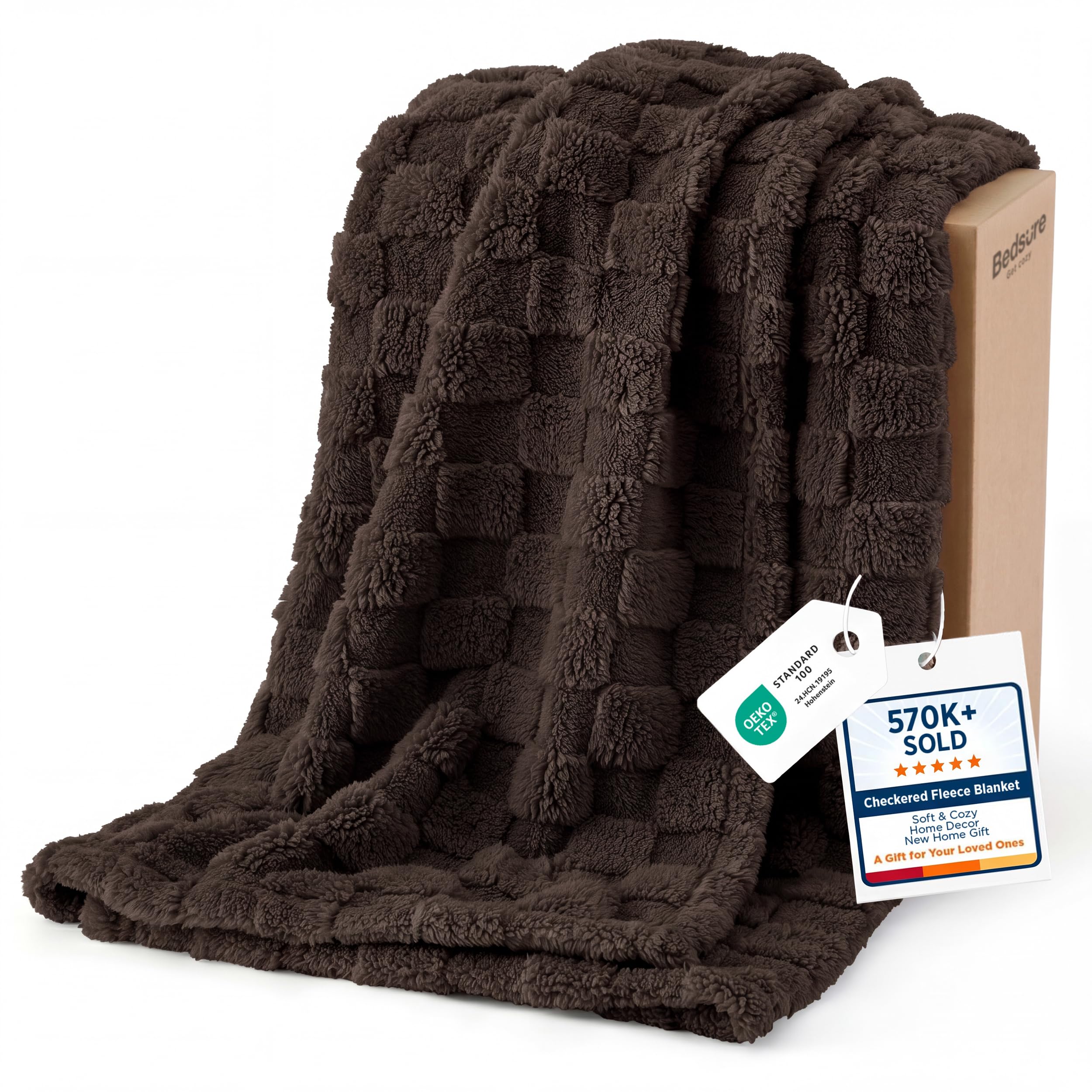 Bedsure 50x60 Inch Ultra Soft Warm Lightweight Fleece Blanket in Chocolate for Bed Cozy Fuzzy Breathable Durable Plush Snug Comfortable All Season Premium Quality Soft and Comfortable Home Bedding Accessory