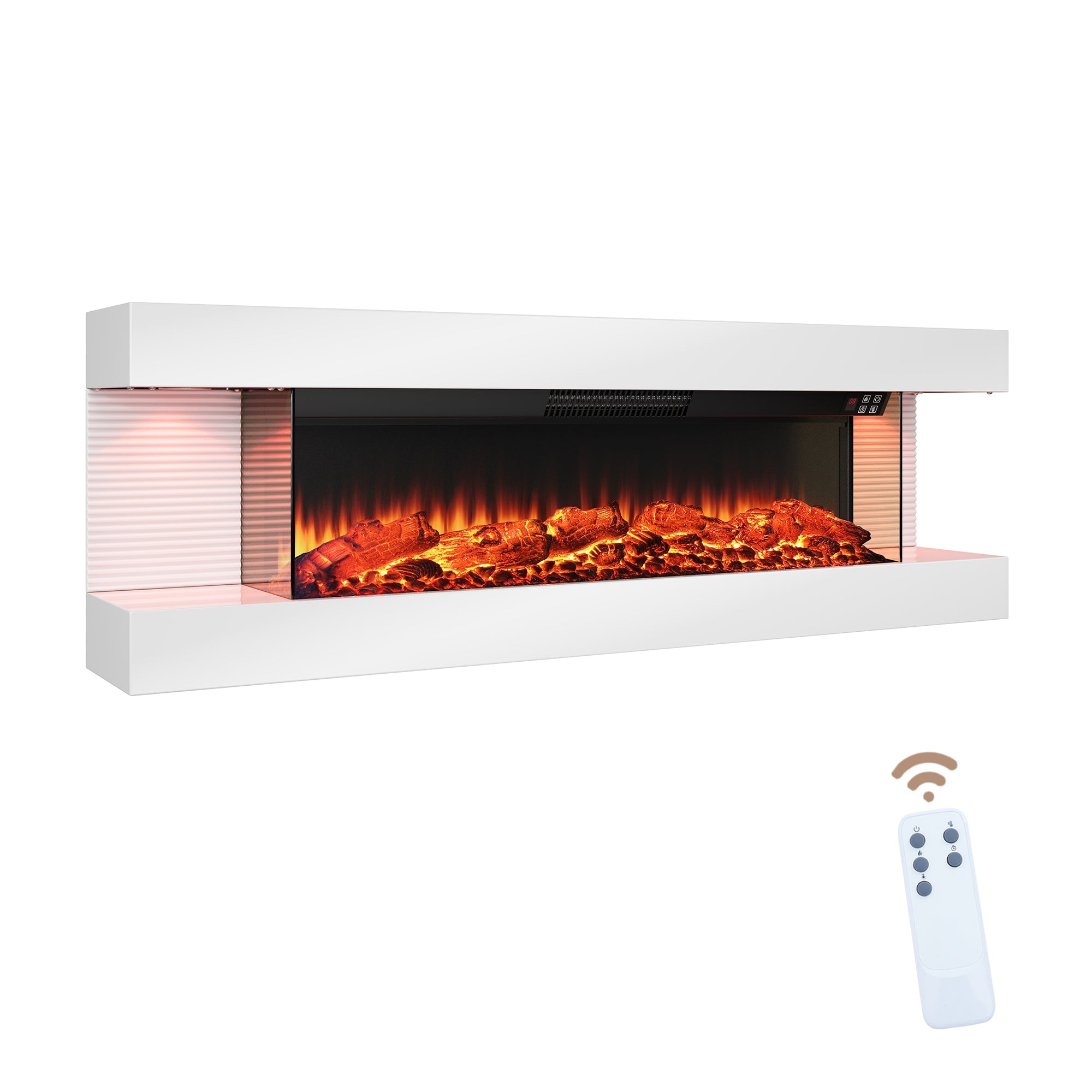 Boyel Living BL-GMIR30D 50 in. Wall Mounted Hanging Electric Fireplace with Remote Control in White