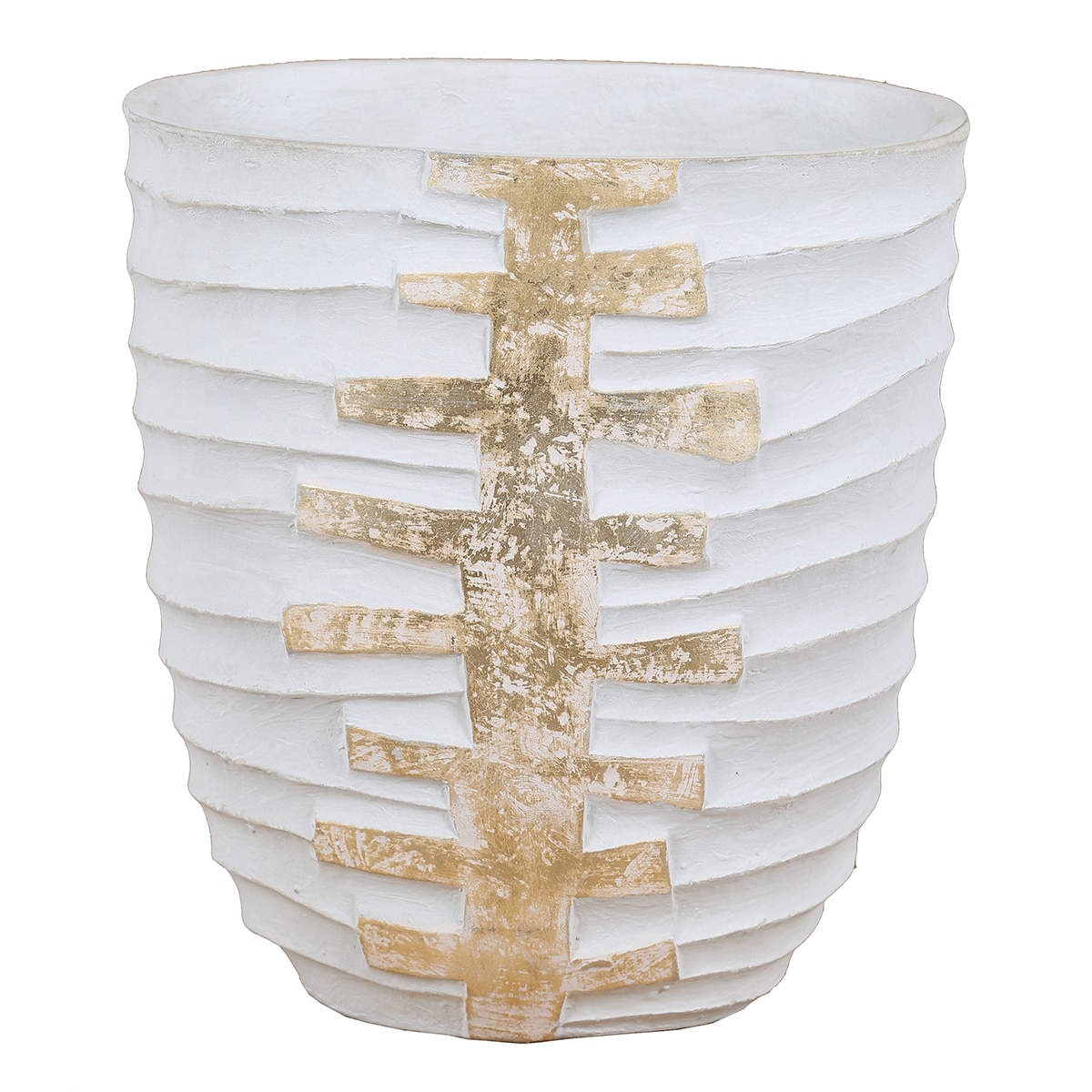 A&B Home 45001 Round 13.8-in W Medium White Clay Contemporary/Modern Indoor/Outdoor Planter with Drainage Holes