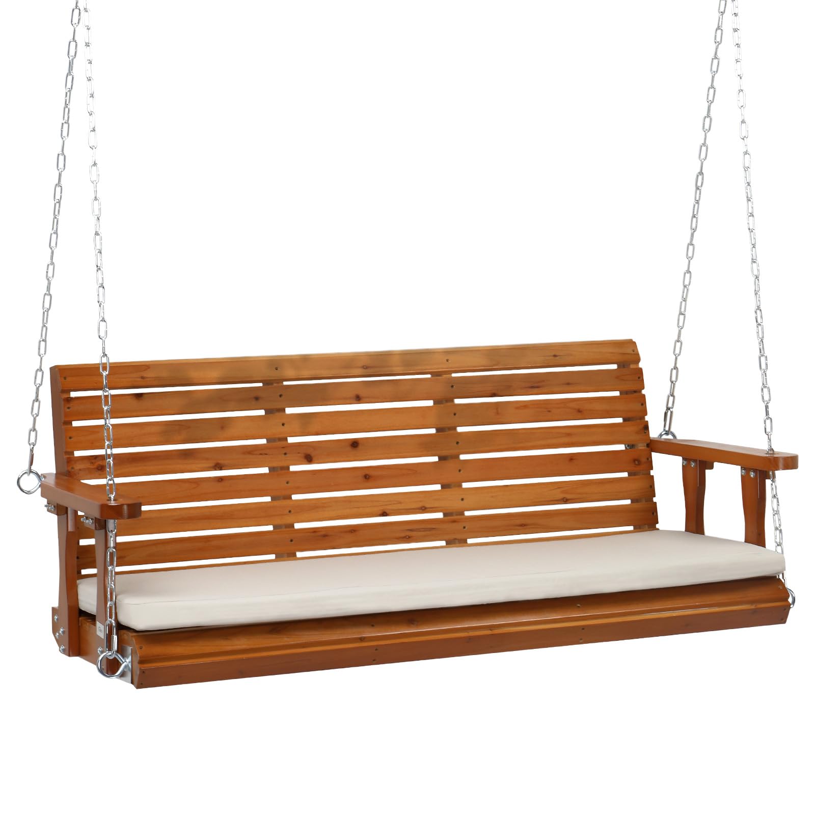 VINGLI 5 FT 3-Seater Brown Wooden Porch Swing