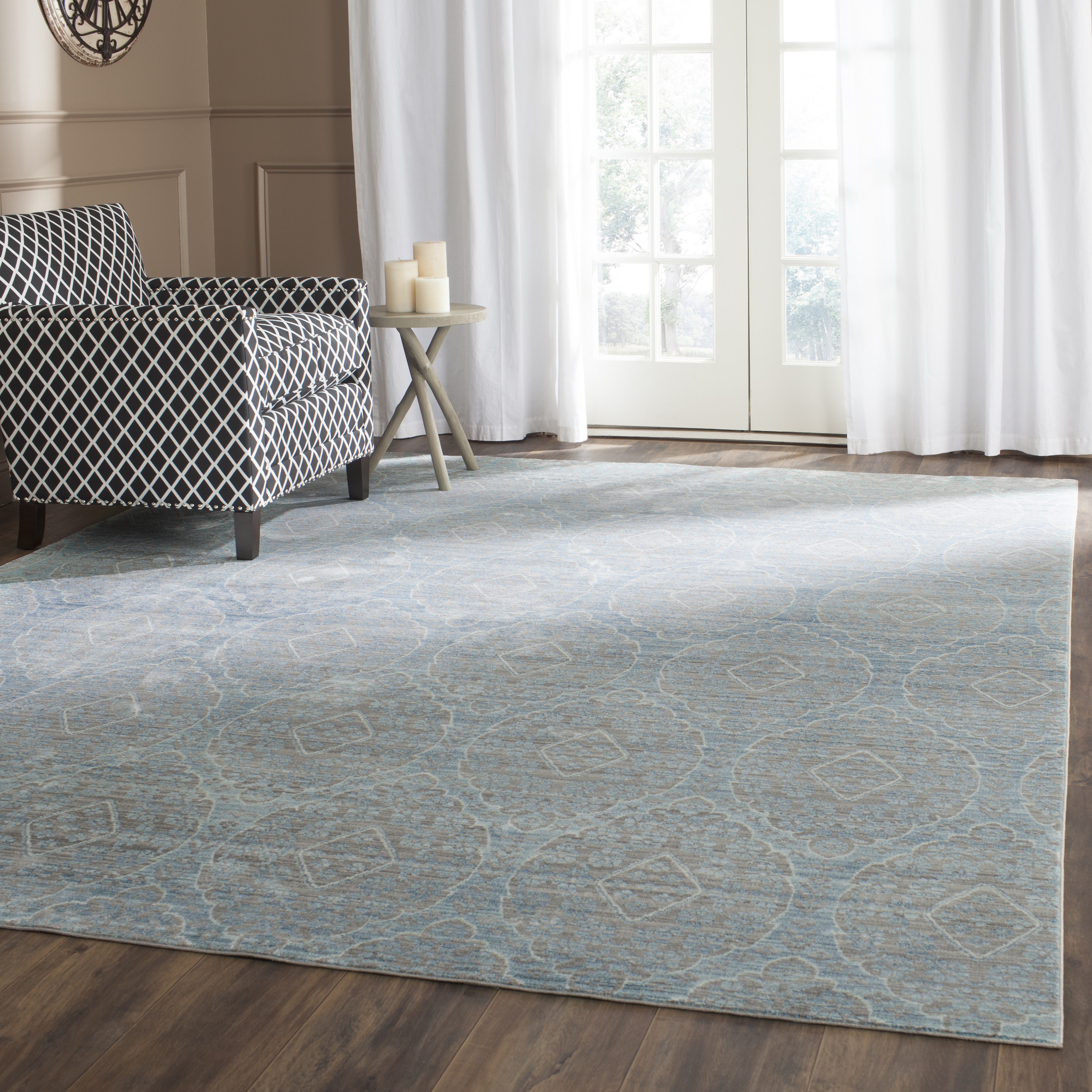 Safavieh VAL206G-8 Valencia Maxine 8 x 10 (ft) Loomed Polyester Gray/Alpine Rectangular Indoor Floral/Botanical Area rug