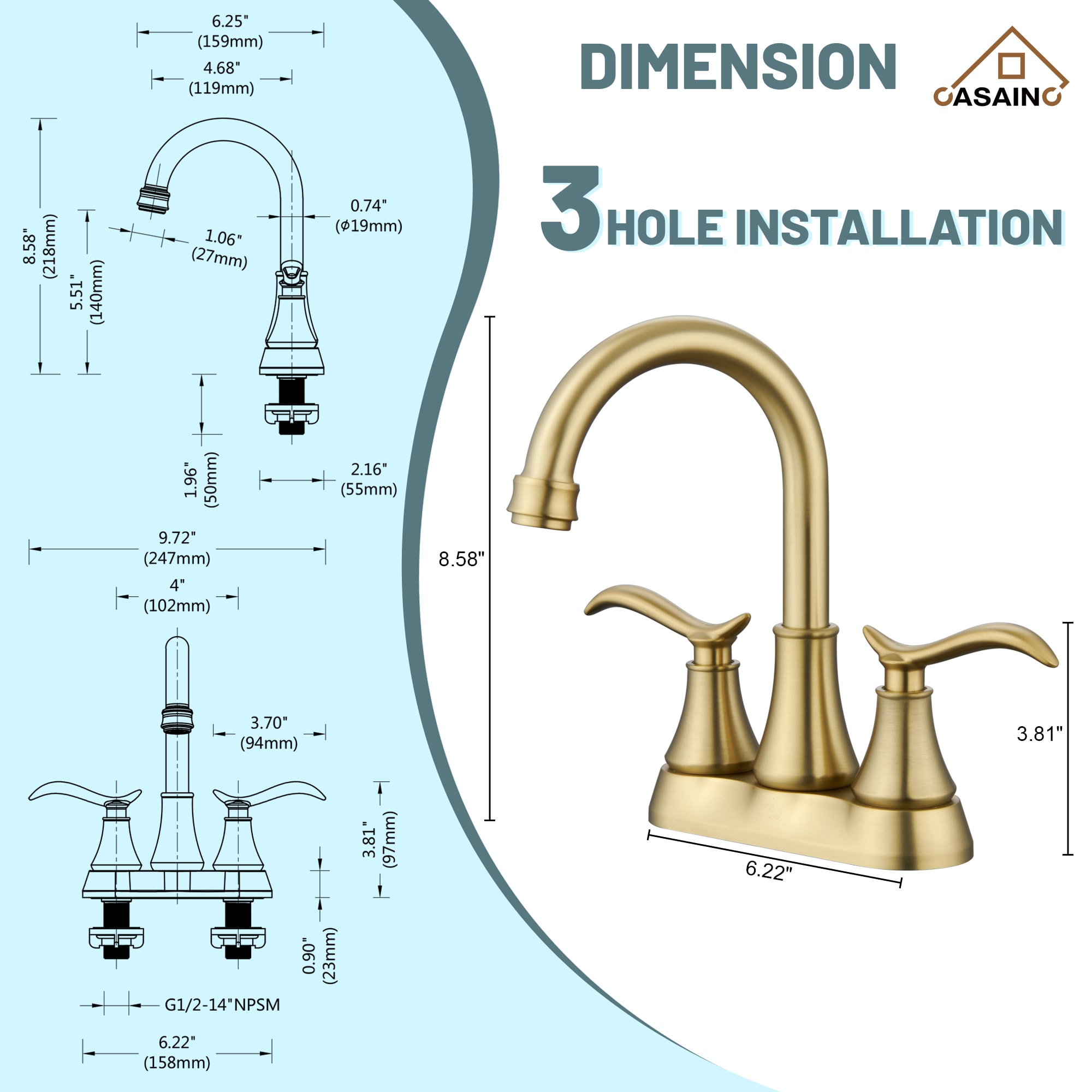 CASAINC YT-37MB-H Lavatory-Faucets - View #11