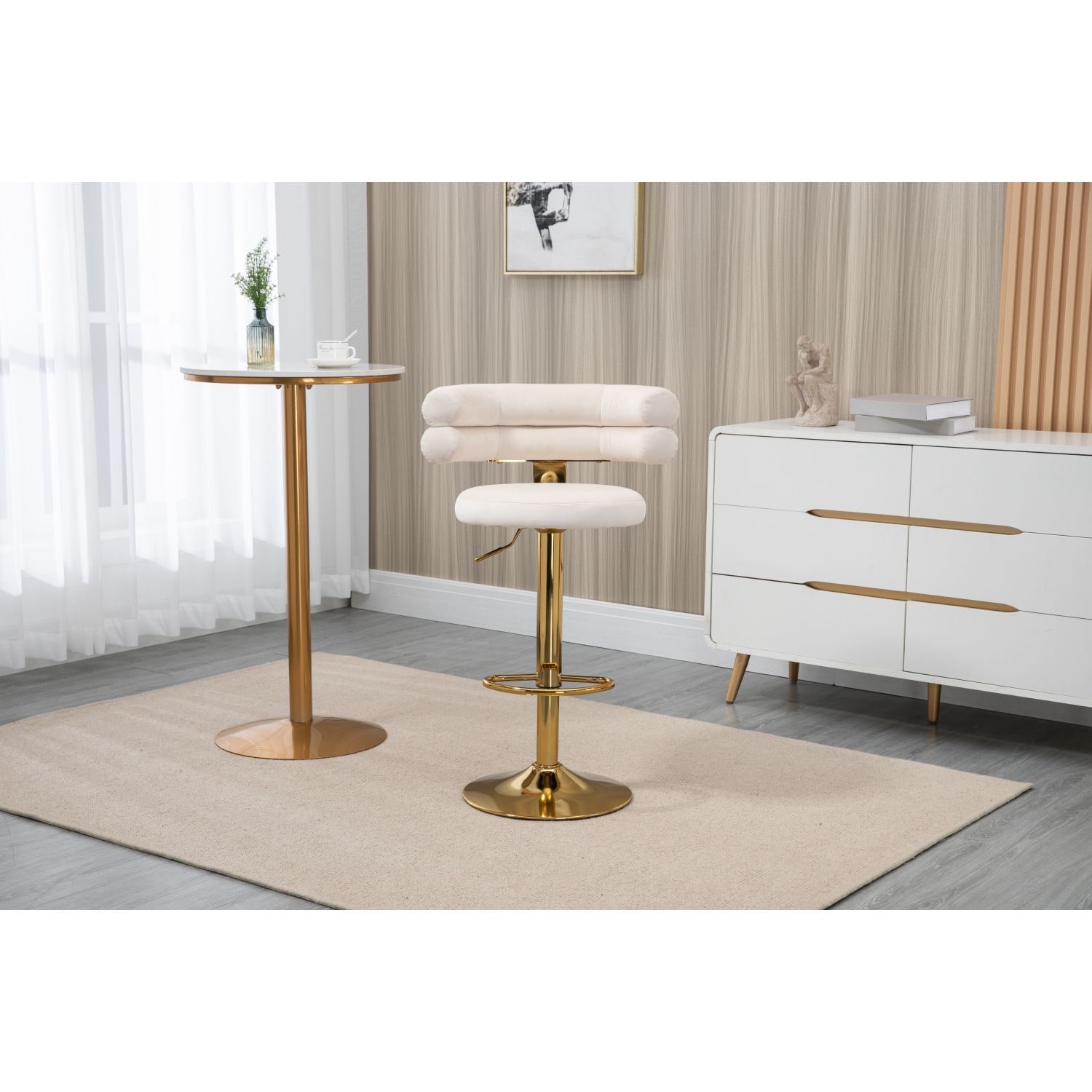 JASMODER W39553051 18.9-in Modern Ivory Polyester/Blend Sofa