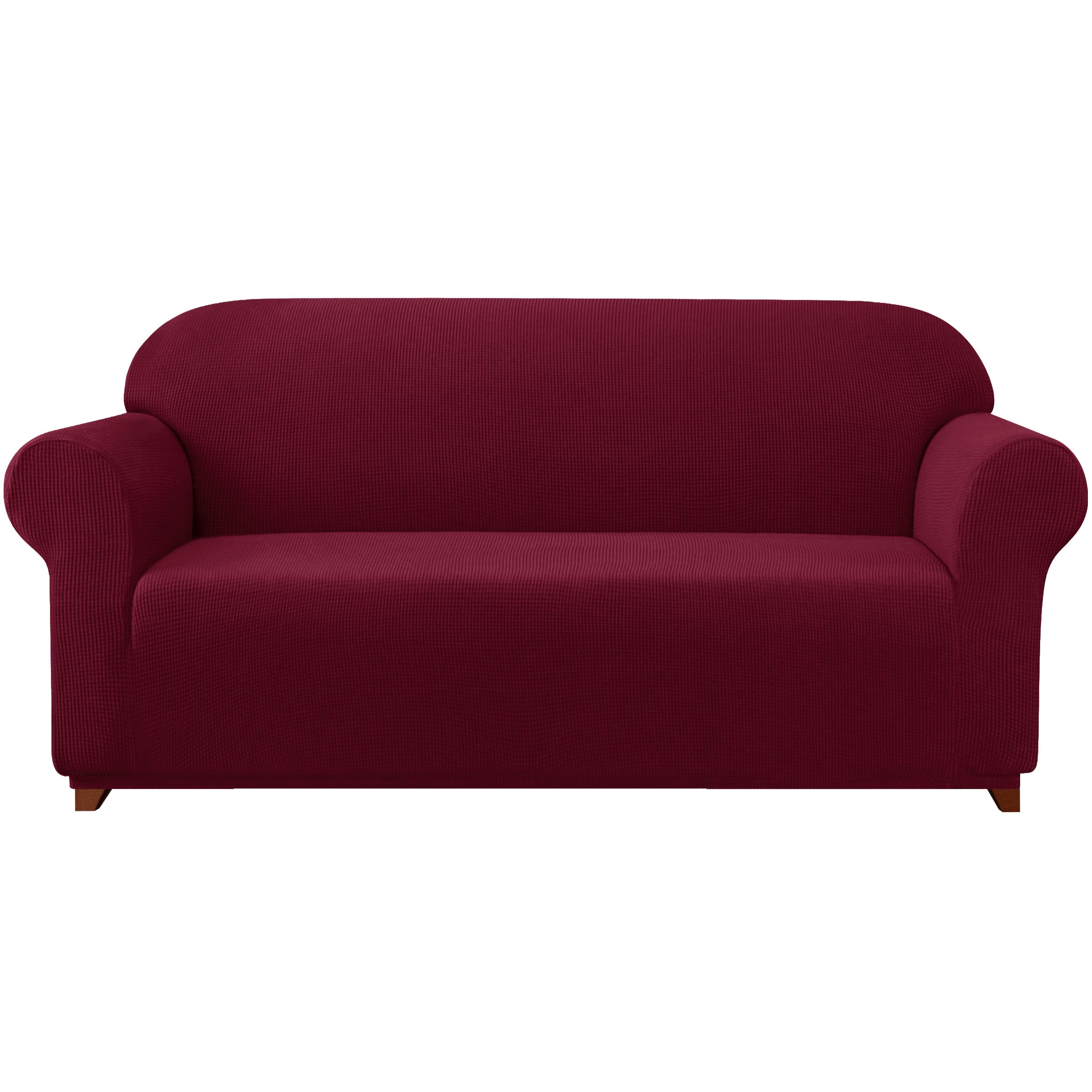 Textured Grid Wine Jacquard Sofa Slipcover 118-in W x 41-in H x 42-in D Polyester | - Subrtex SBTSF3002