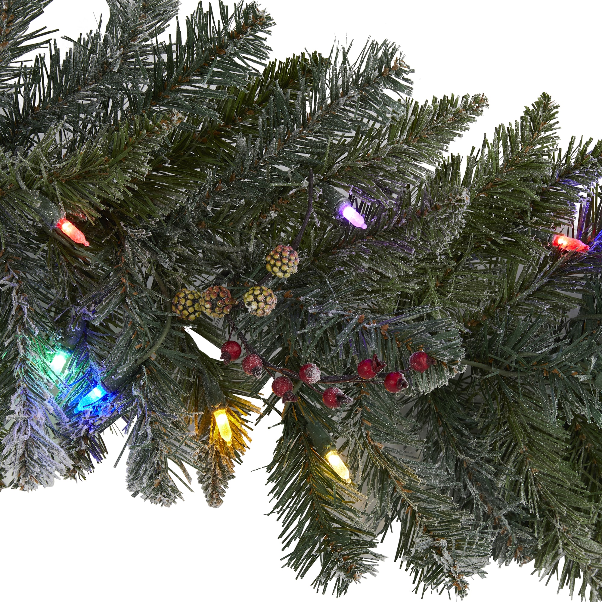 6' Flocked Pine Garland with Multicolor LED Lights