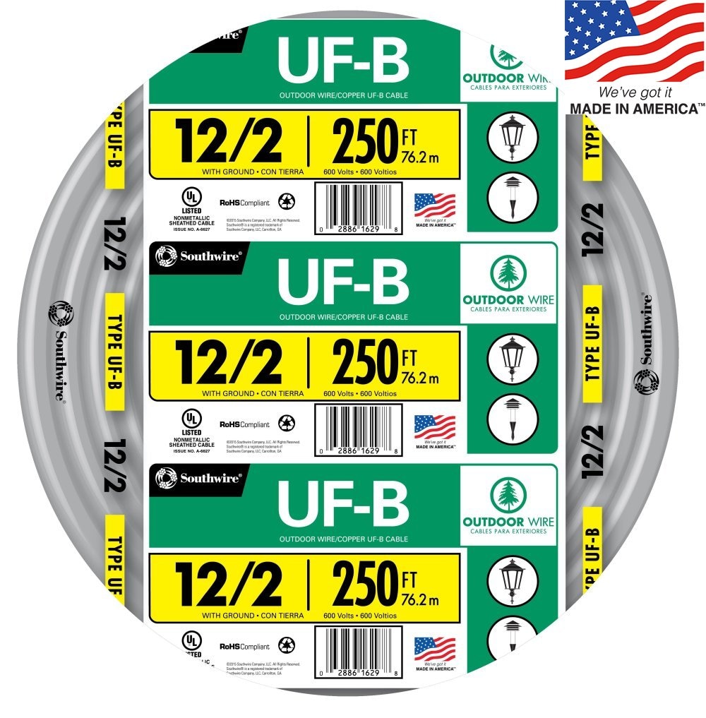 Southwire 250-ft 12 / 2 Solid UF Wire (By-the-roll) in the UF Wire  department at