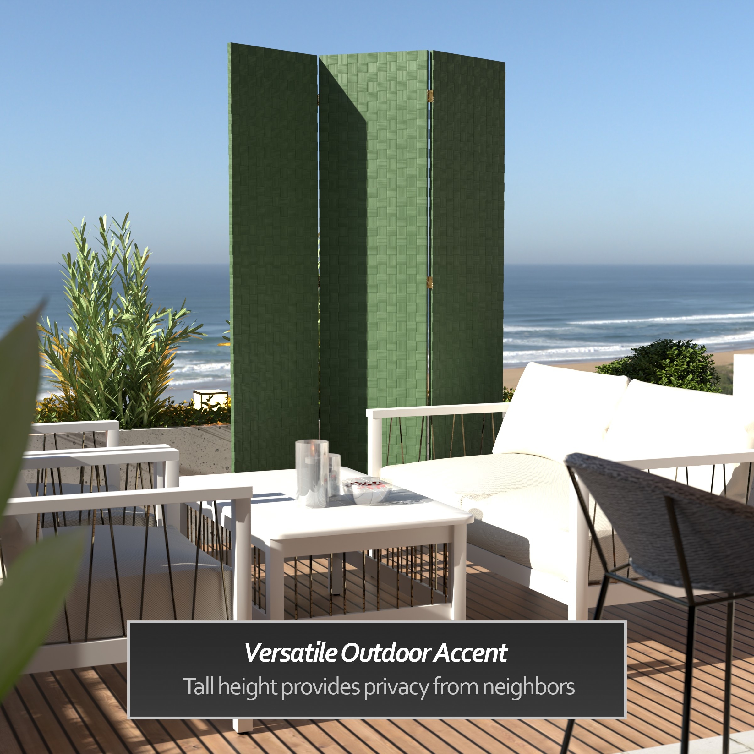 Oriental Furniture FB-OUTSCR-3P-GRN Outdoor-Privacy-Screen - View #2