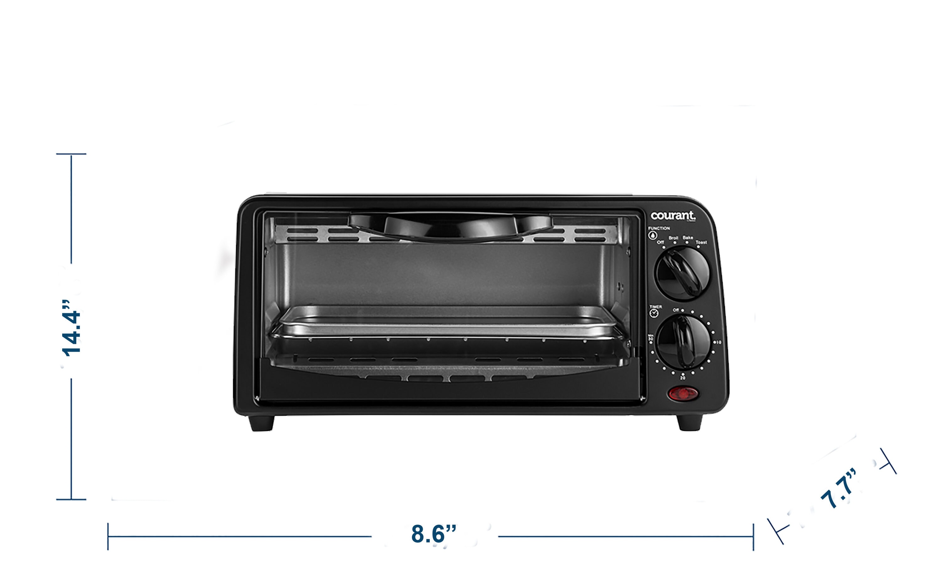 Courant 2-Slice Compact Toaster Oven, Toast, Bake, and Broil 