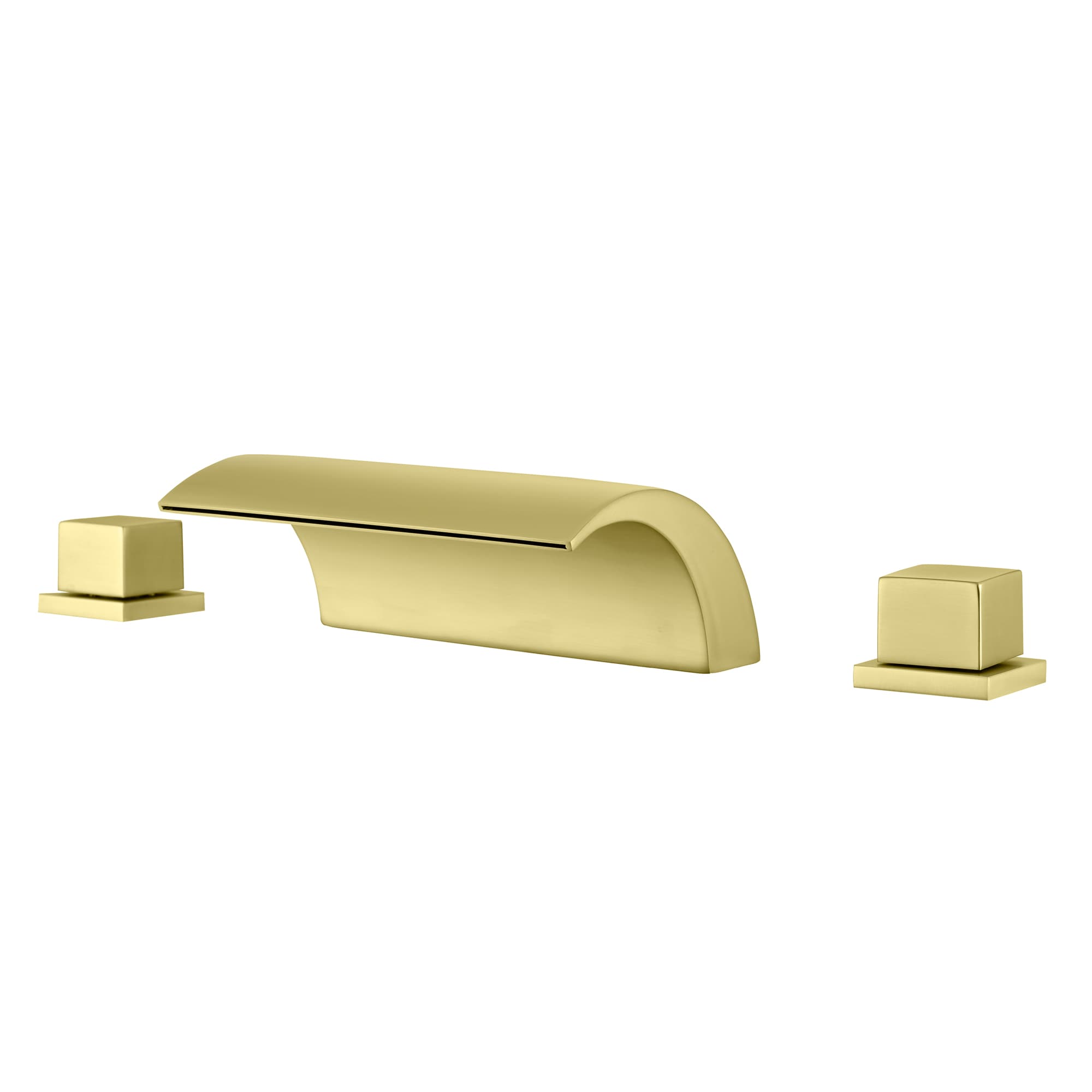 Mondawe MD1519BG Brushed Gold Widespread 2-handle Low-arc Commercial/Residential Handle Bathroom Sink Faucet