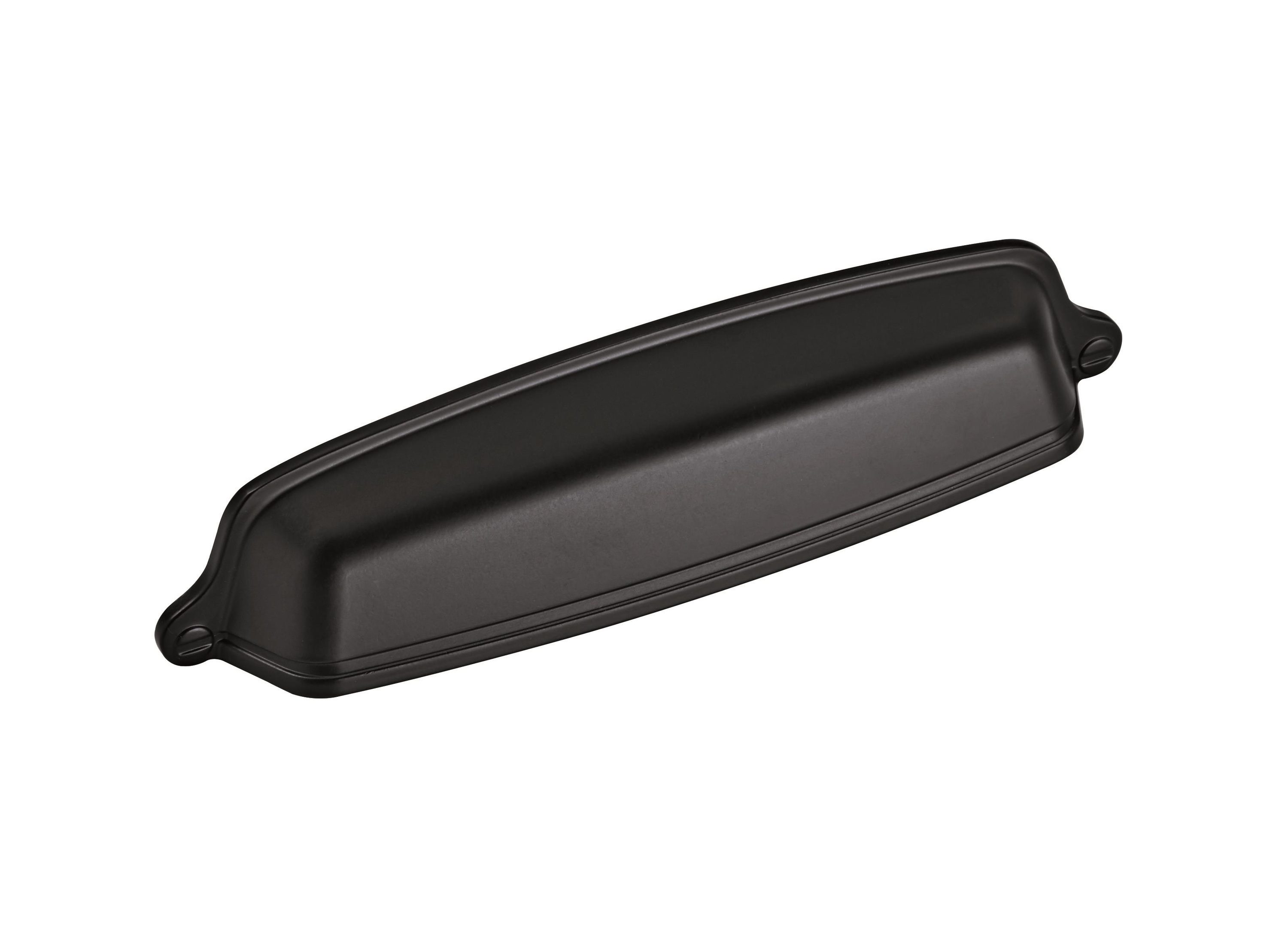 Brainerd Riveted Farmhouse 3-in or 3-3/4-in Center to Center Matte Black  Dual Mount Rectangular Cup Drawer Pulls