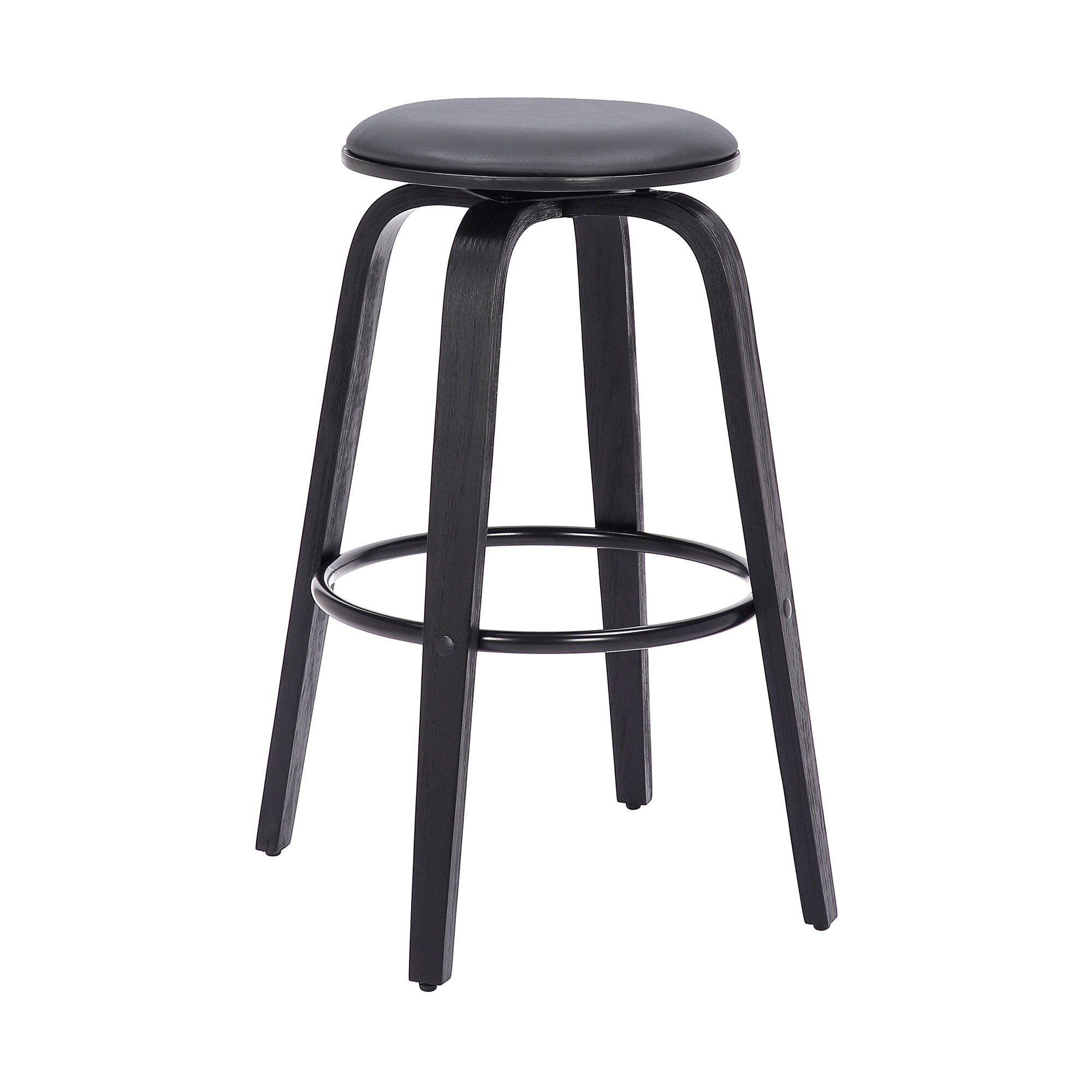 Armen Living Black 25 In H Counter Height Upholstered Swivel Wood Backless Bar Stool In The Bar 8752