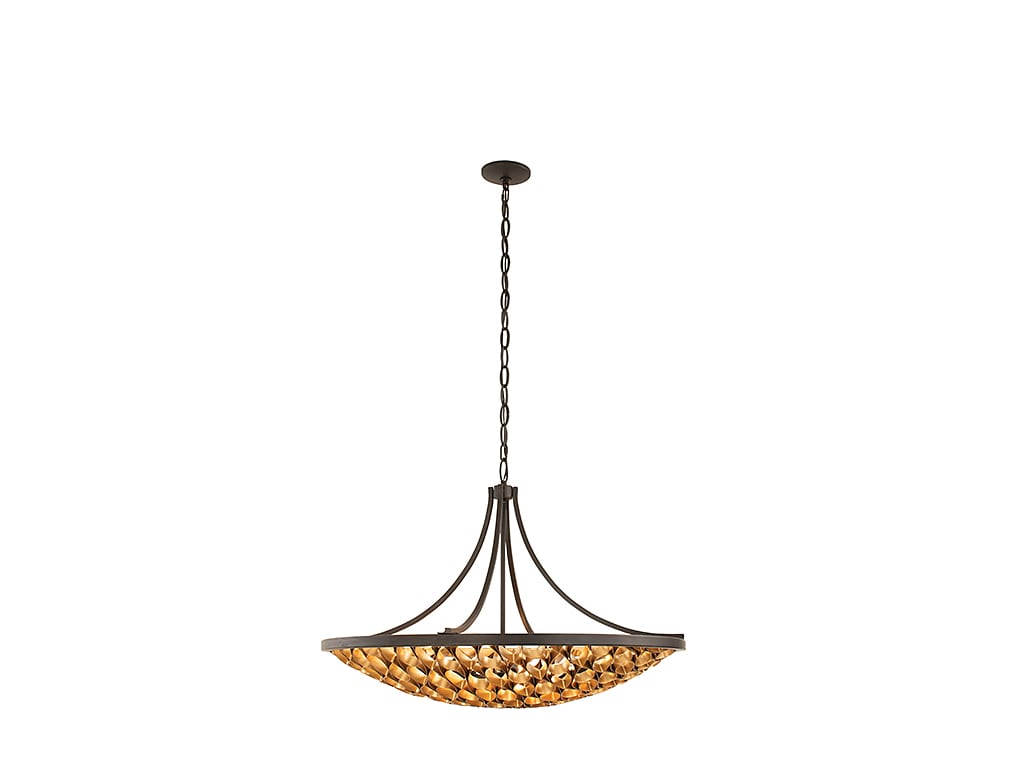 Ventura 8-Light Matte Black and Gold Mid-Century Modern Pendant