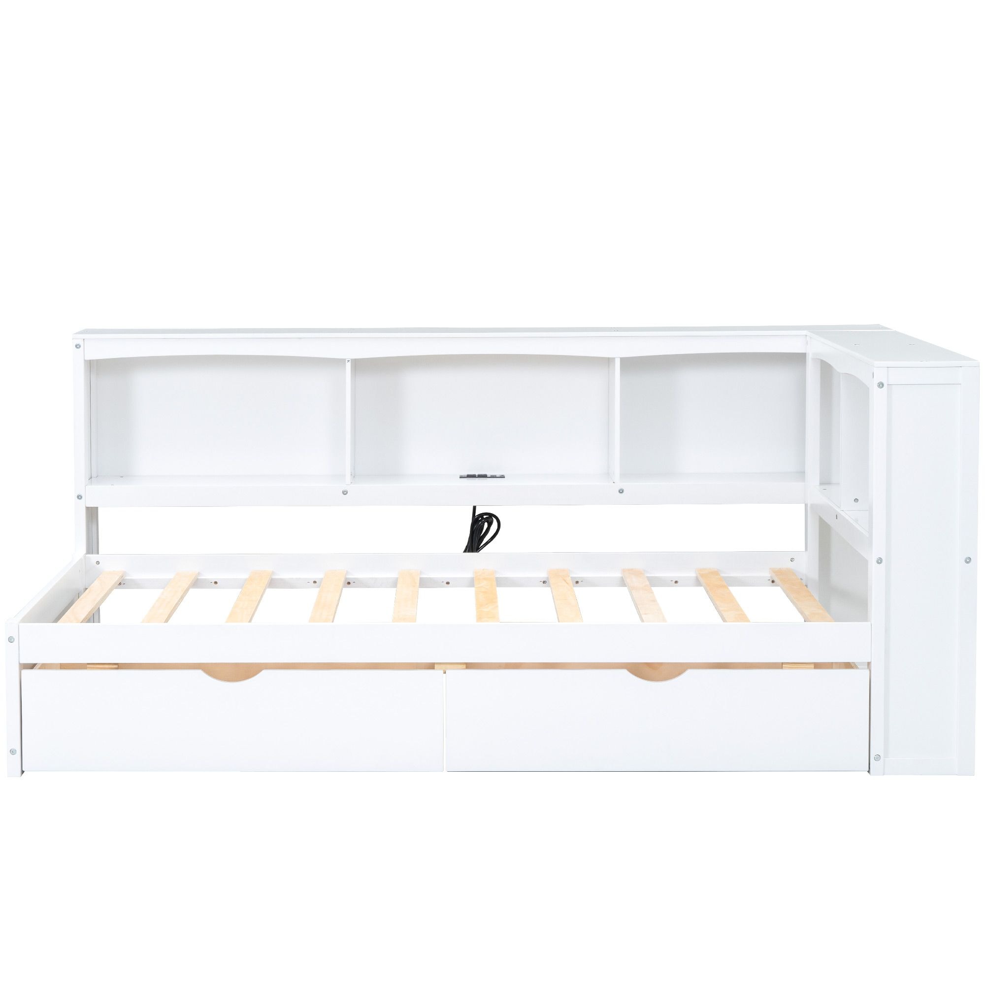Yiekholo LL-2074AAK Twin White Wood Daybed Storage with Headboard